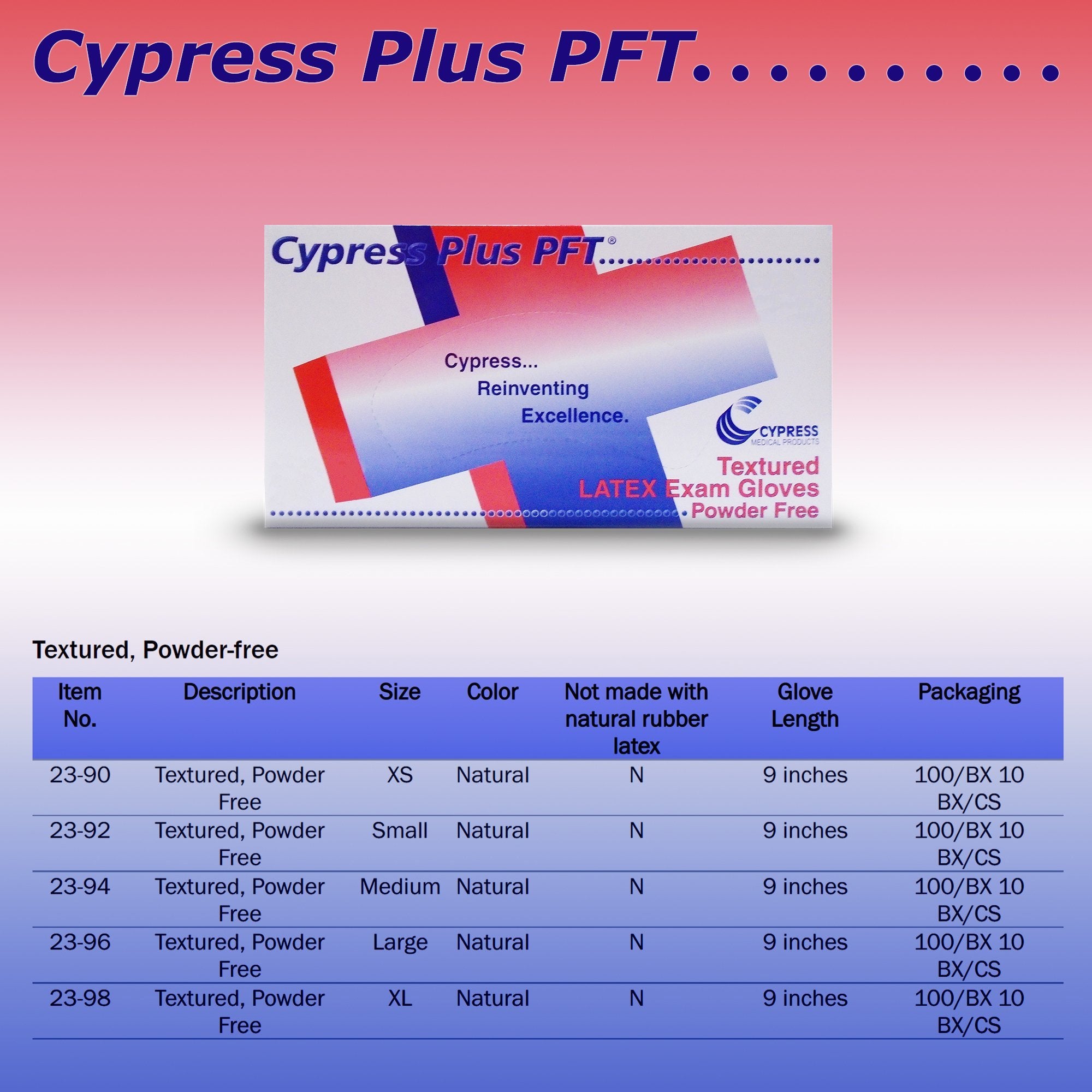 Cypress Plus® PFT Latex Standard Cuff Length Exam Glove, Extra Small, Ivory