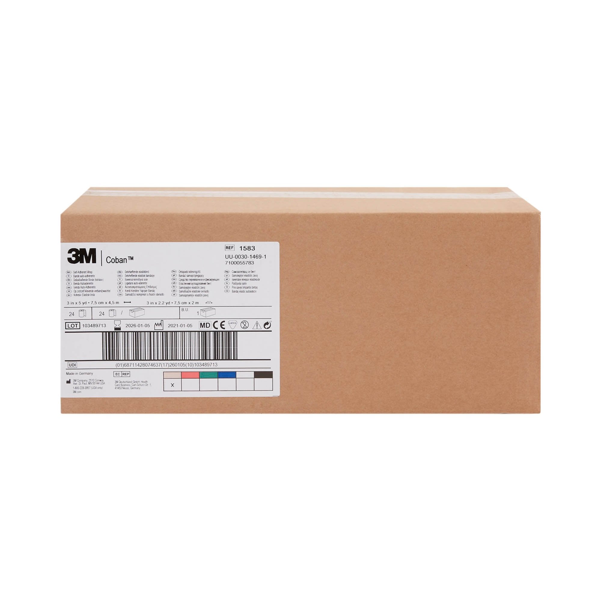 3M Coban Self-adherent Closure Cohesive Bandage, 3 Inch x 5 Yard, Tan