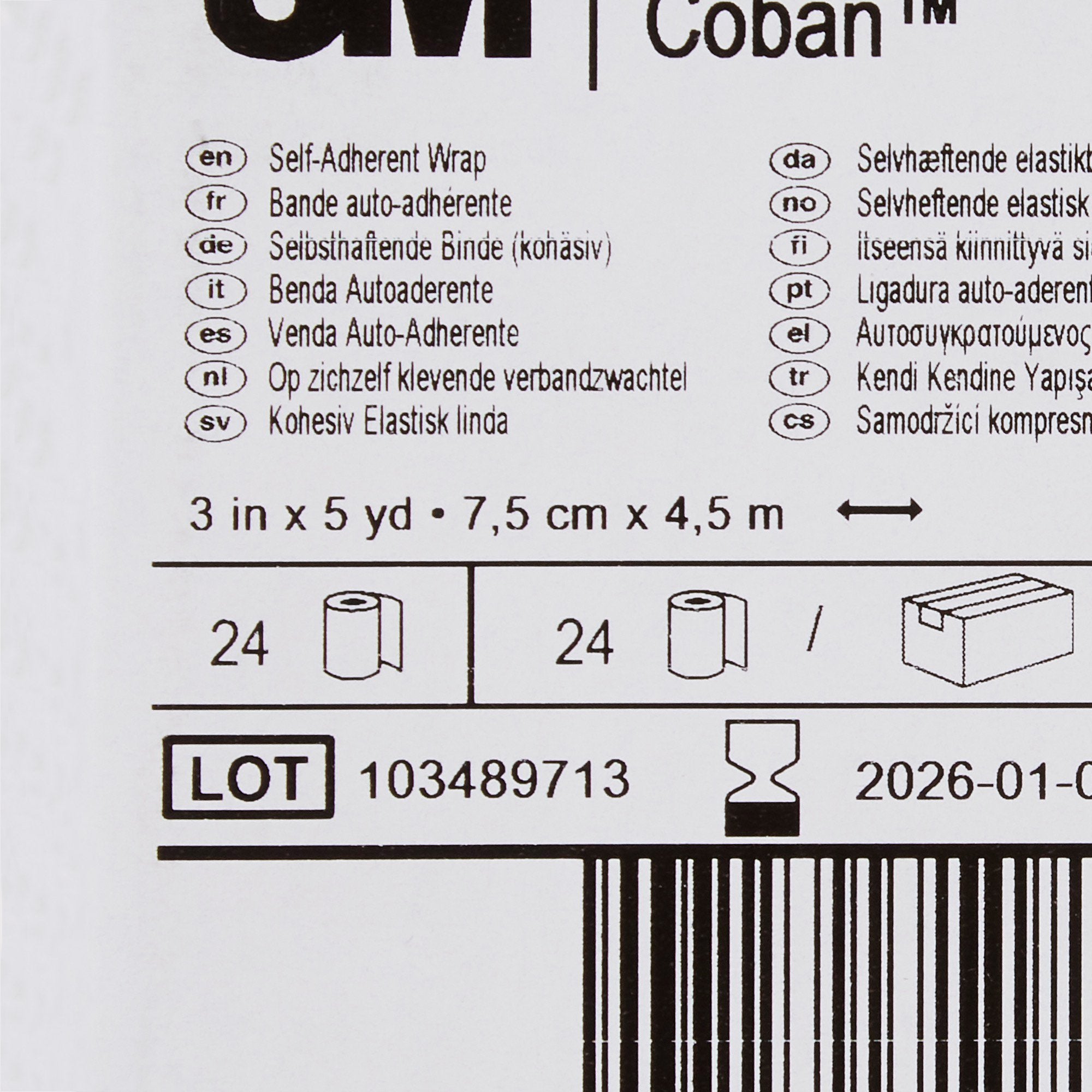 3M Coban Self-adherent Closure Cohesive Bandage, 3 Inch x 5 Yard, Tan