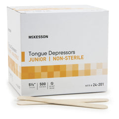 McKesson Tongue Depressor, Non-Sterile, Wooden, Junior, 5 1/2 in, 500 Count