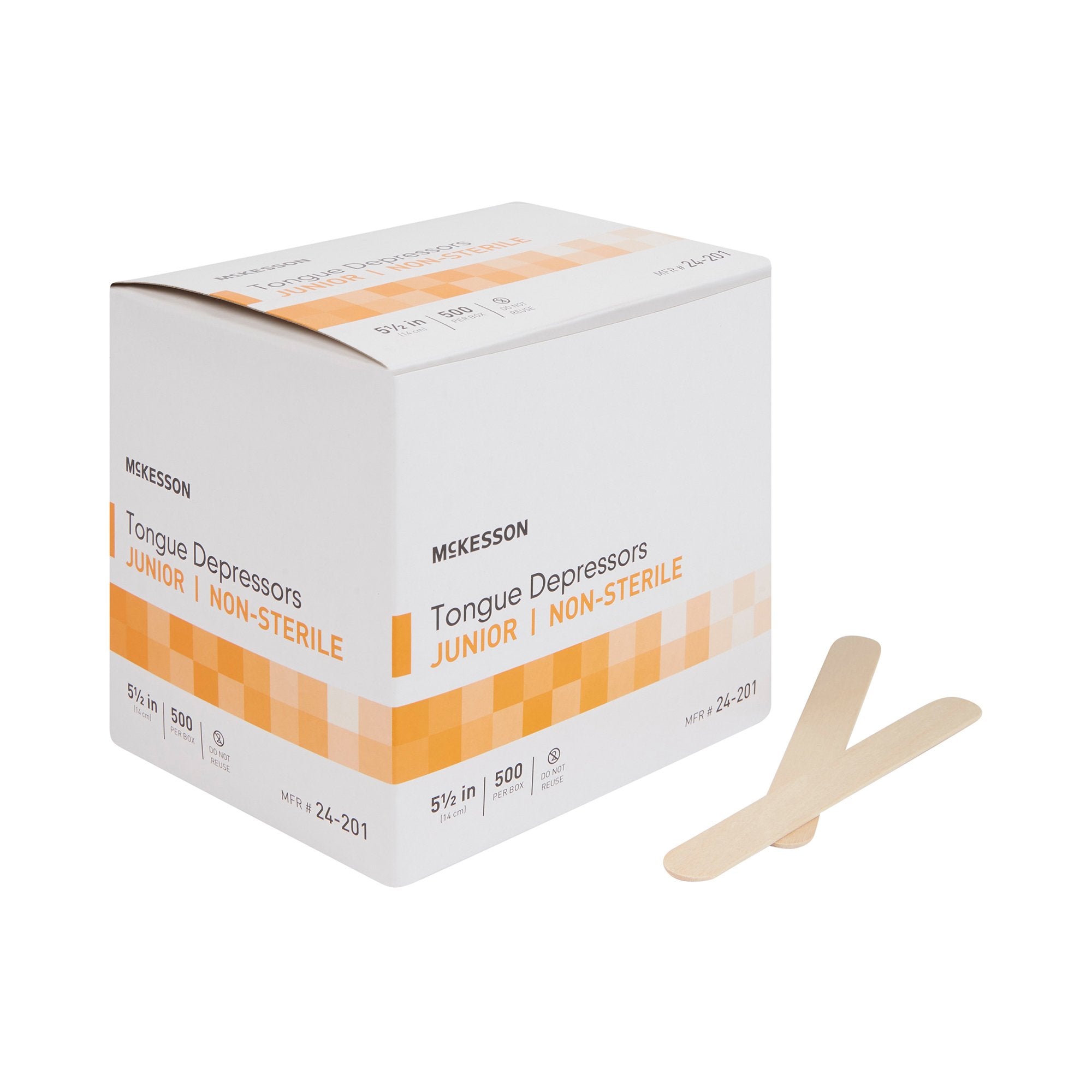 McKesson Tongue Depressor, Non-Sterile, Wooden, Junior, 5 1/2 in, 500 Count
