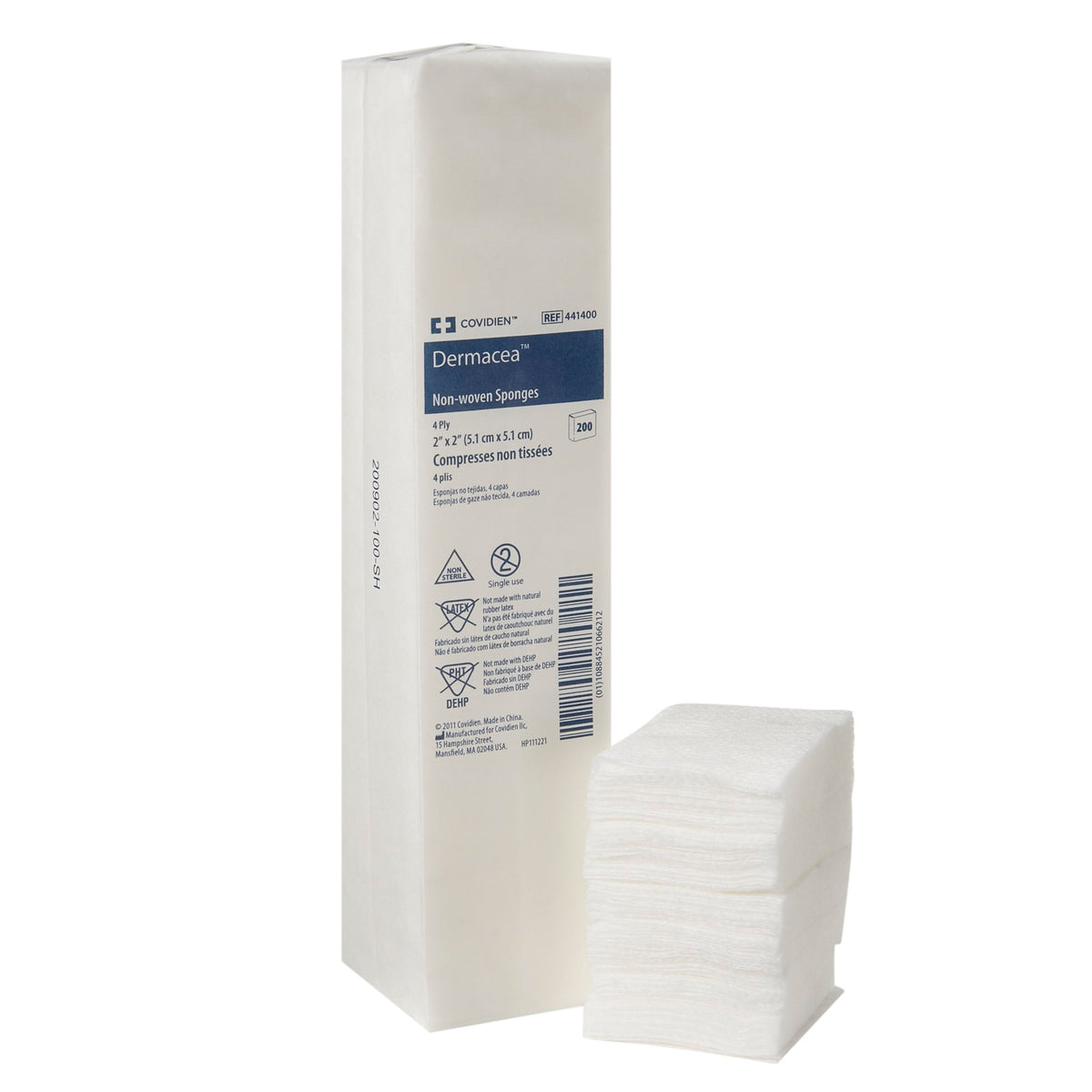 Dermacea NonSterile Nonwoven Sponge, 2 x 2 Inch