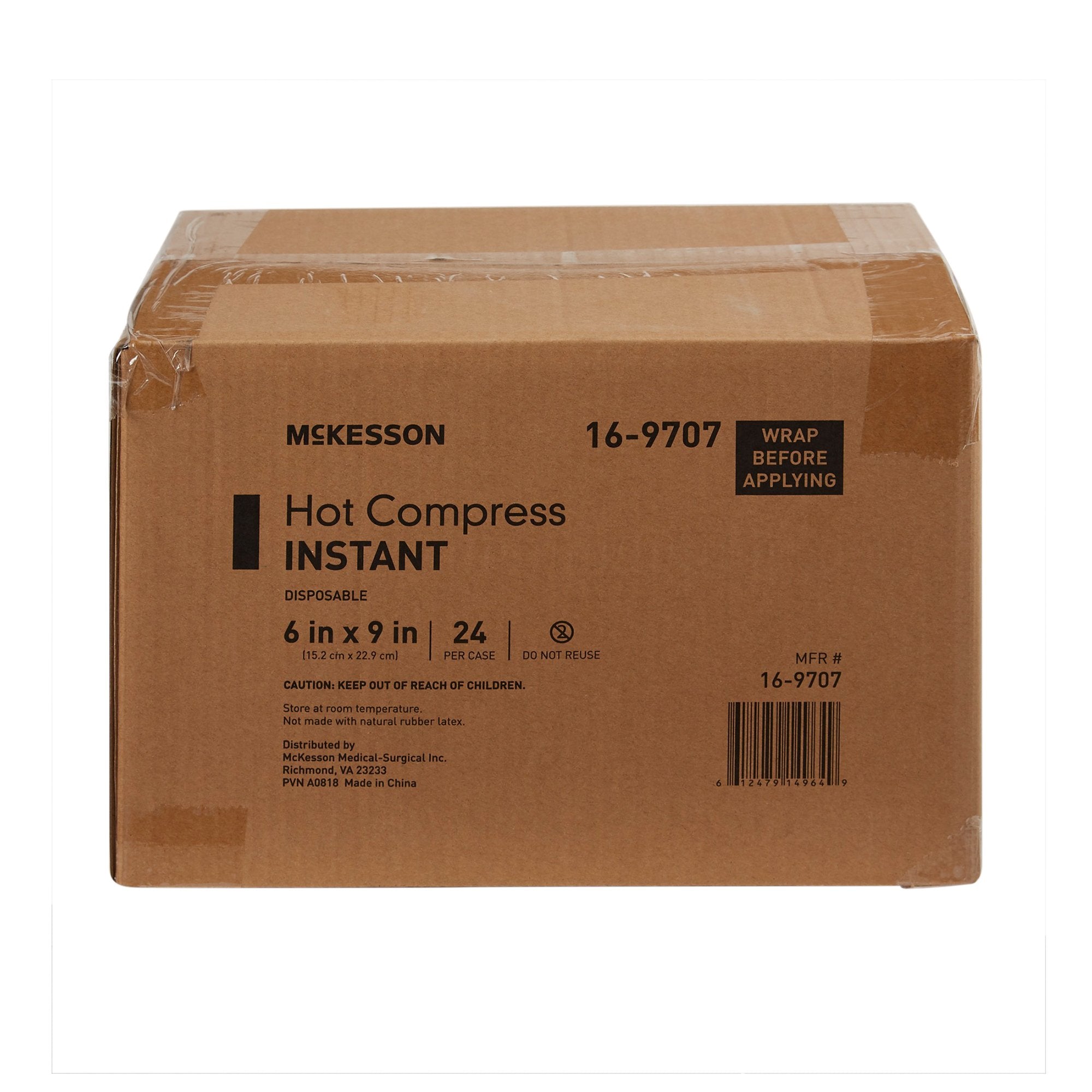 McKesson Hot Compress, Instant Hot Pack, Disposable, 6 in x 9 in, 1 Count, 24 Packs, 24 Total