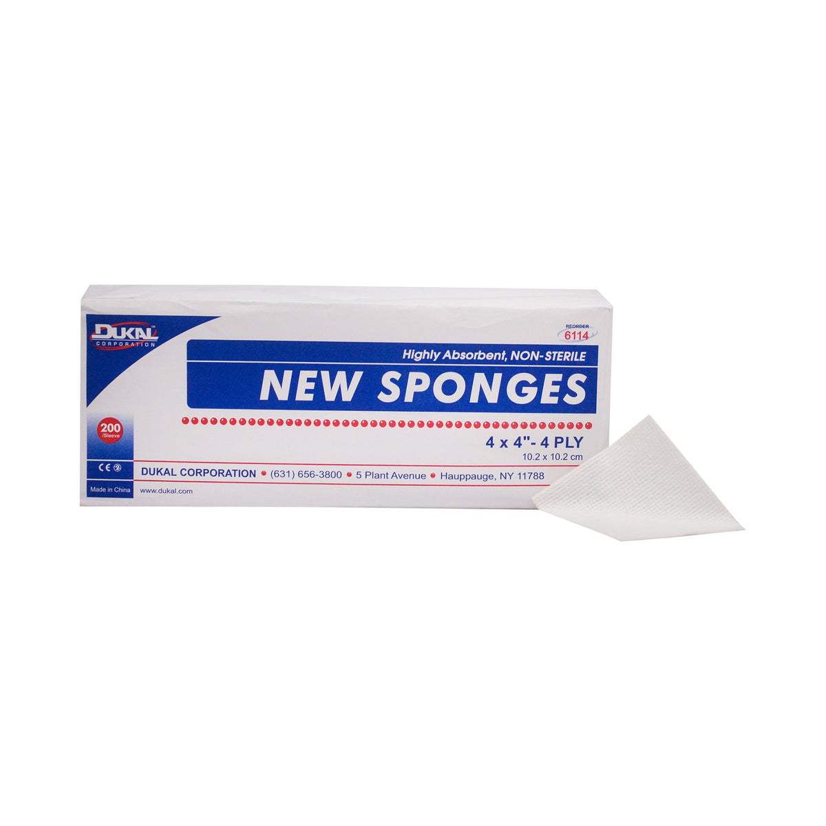 Dukal NonSterile Nonwoven Sponge, 4 x 4 Inch