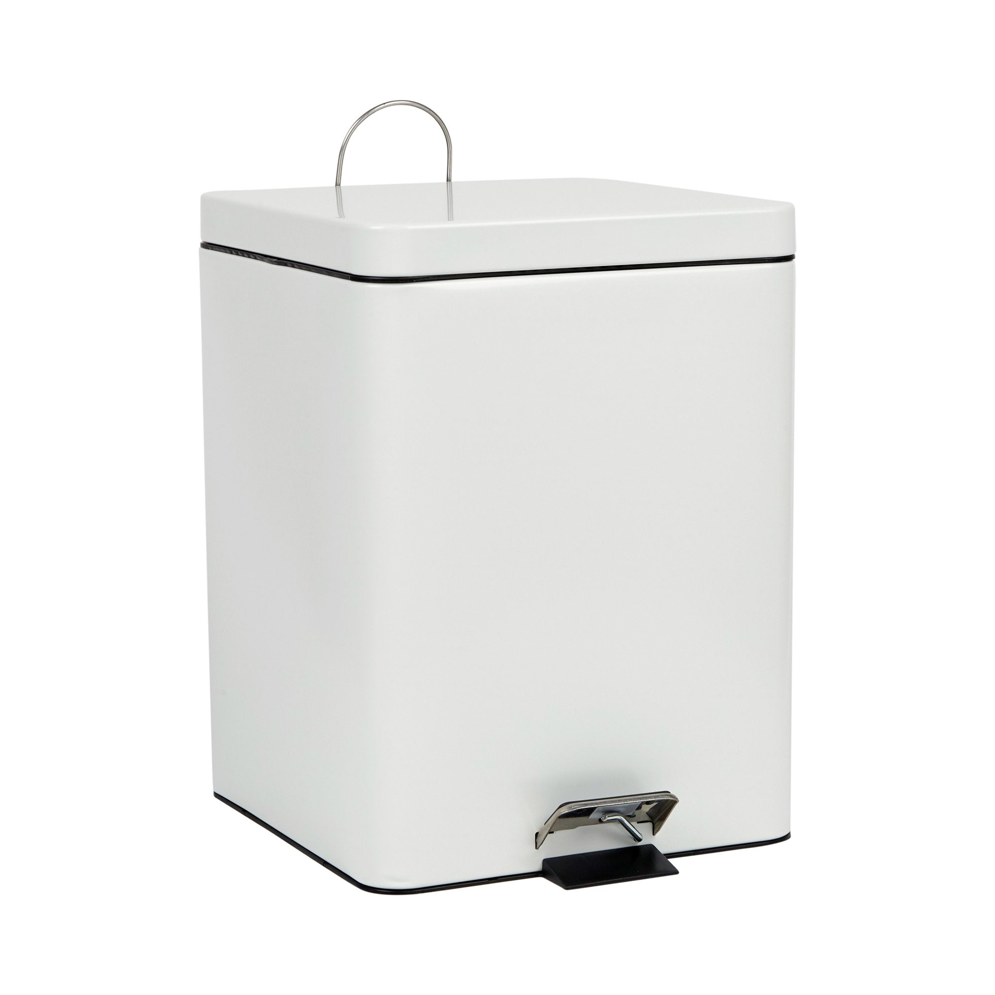 McKesson Trash Can With Plastic Liner, Square, Steel, Step-On, 20 QT, White