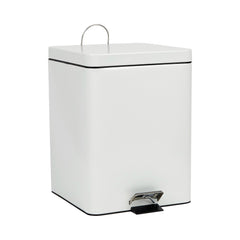 McKesson Trash Can With Plastic Liner, Square, Steel, Step-On, 20 QT, White