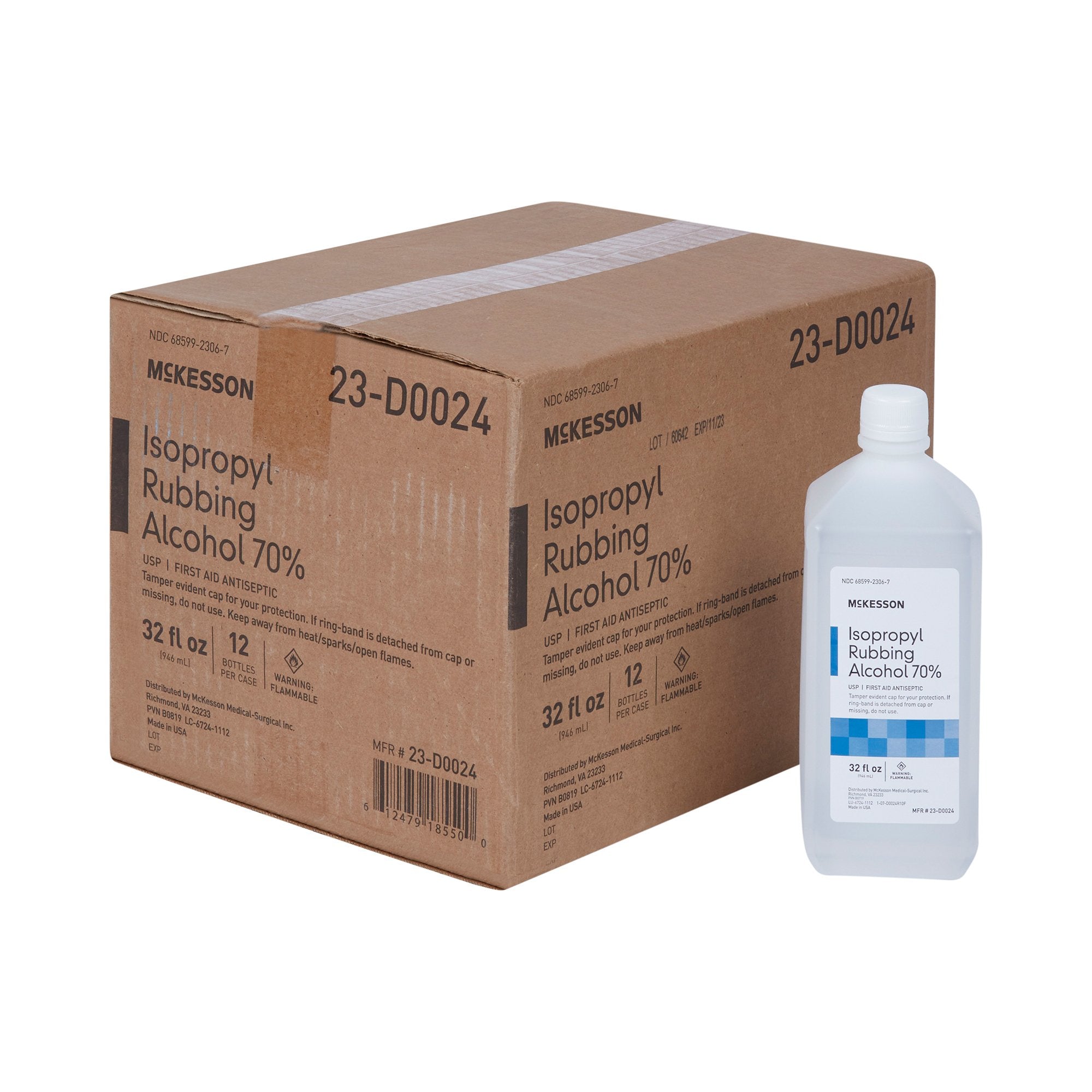 McKesson Antiseptic Isopropyl Alcohol 32 oz. Bottle Topical Liquid 70% Strength