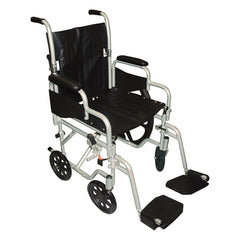 drive Poly-Fly High Strength Lightweight Wheelchair / Flyweight Transport Chair, Black with Silver Finish