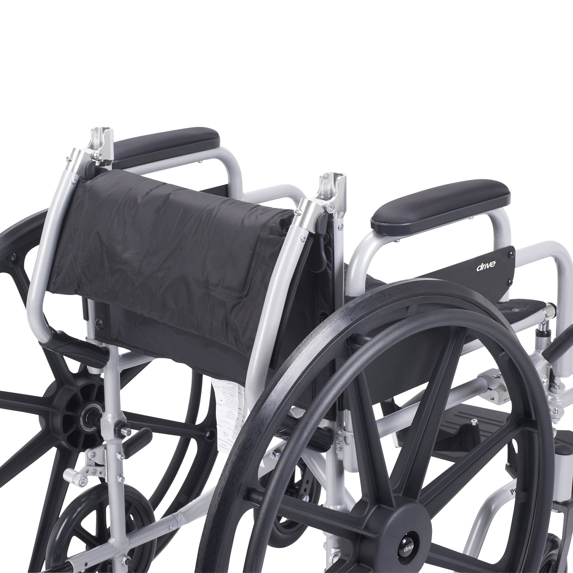 drive Poly-Fly High Strength Lightweight Wheelchair / Flyweight Transport Chair, Black with Silver Finish