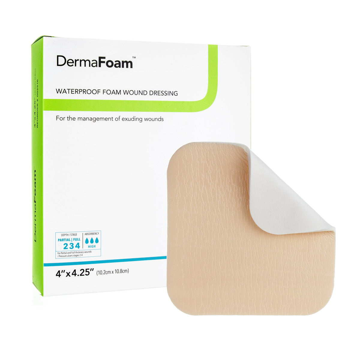 DermaFoam® Nonadhesive without Border Foam Dressing, 4 x 4Â¼ Inch