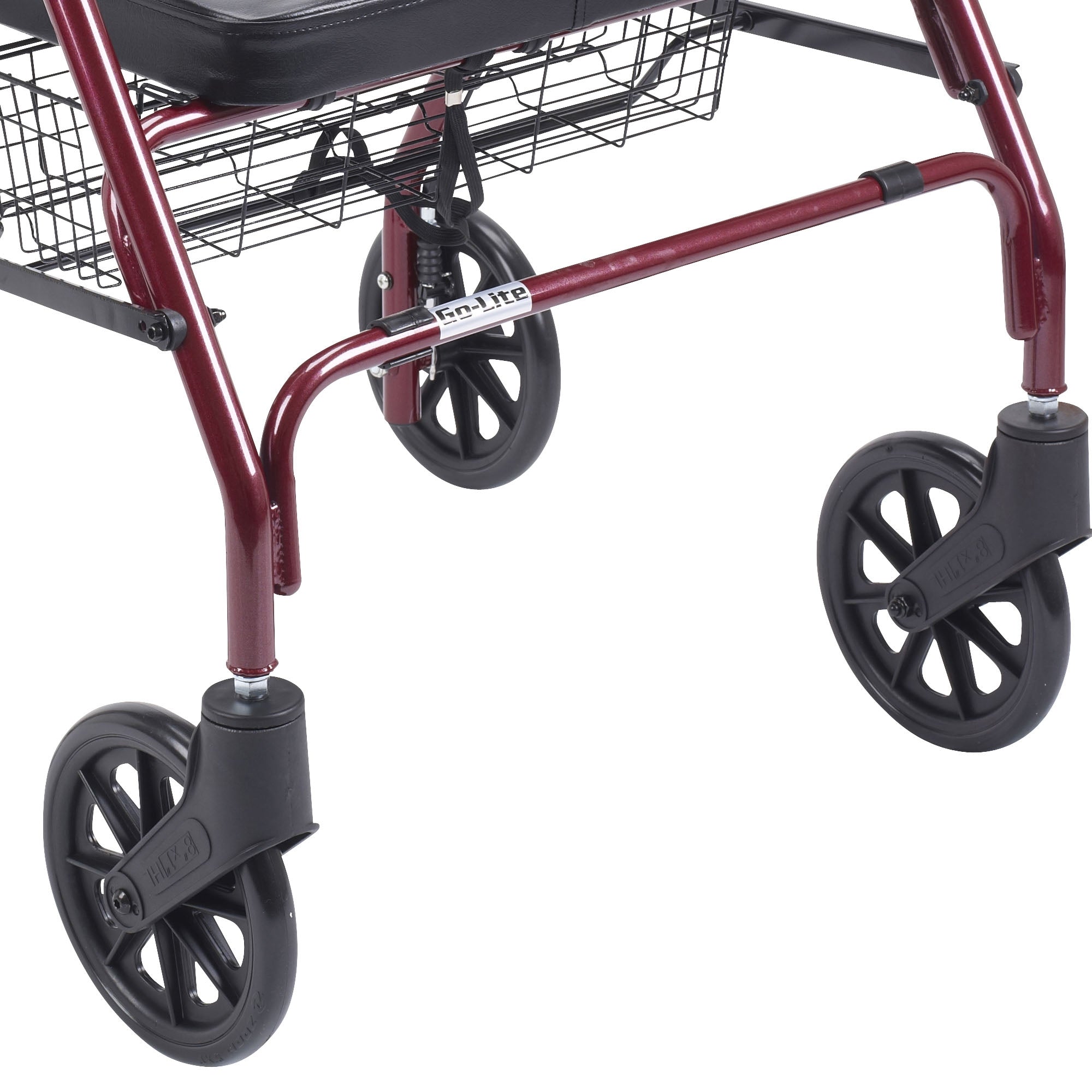 drive Go-Lite Bariatric 4 Wheel Rollator, Red