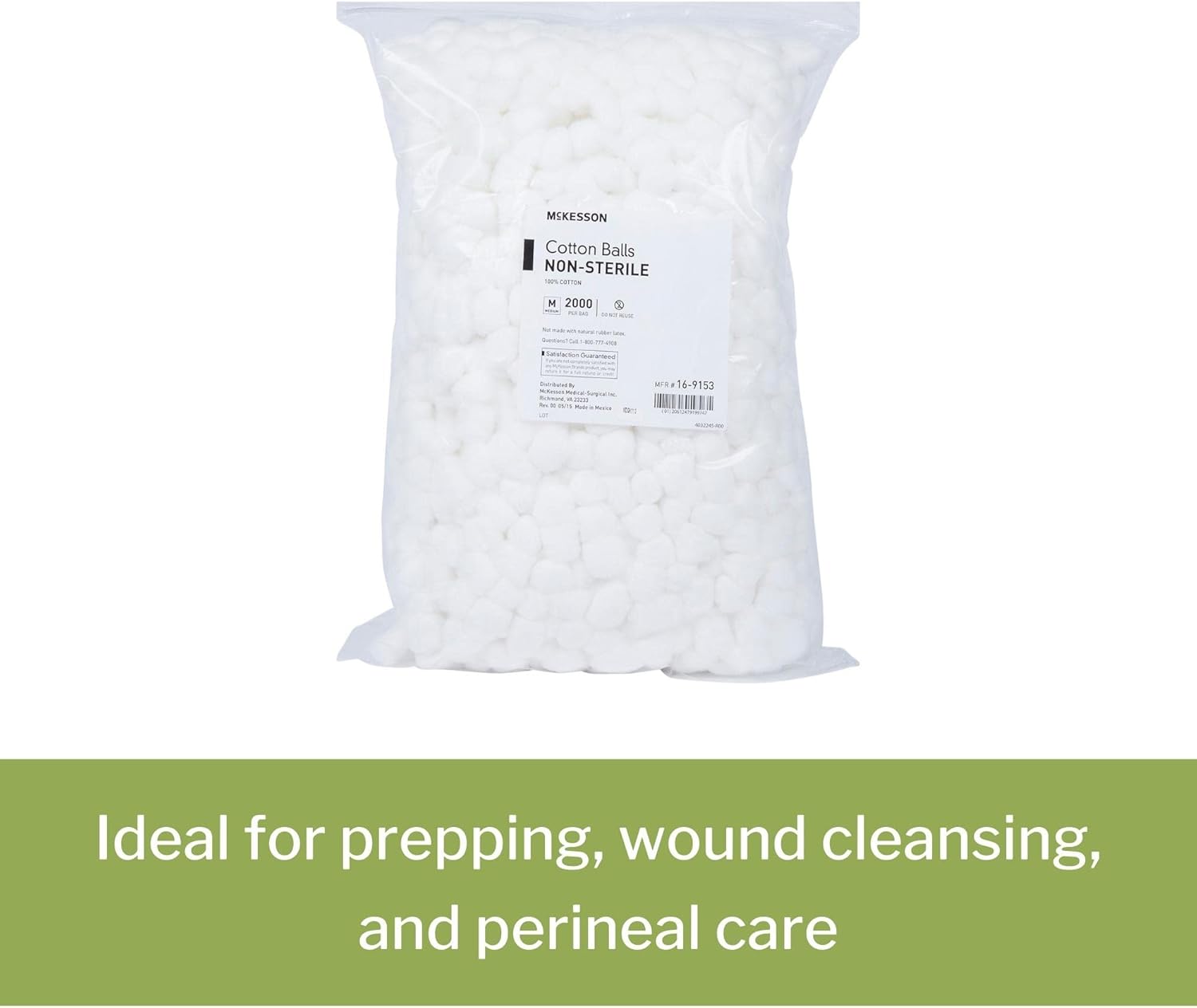 McKesson Cotton Balls, Non-Sterile, Maximum Absorbency, Medium, 2000 Count, 1 Pack