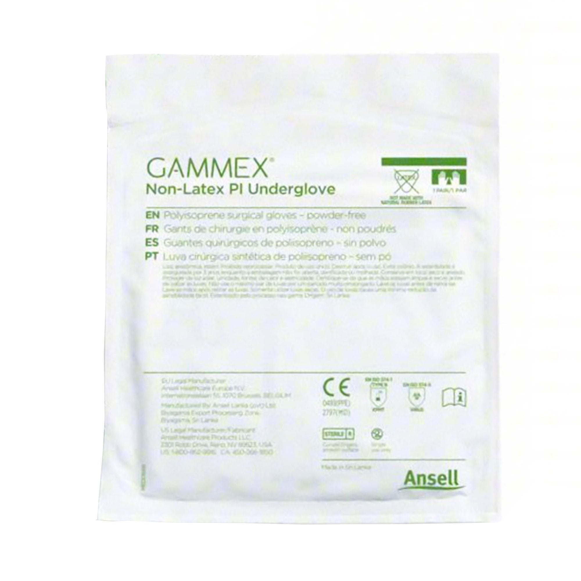 Gammex® Non-Latex PI Polyisoprene Surgical Underglove, Size 8, Green