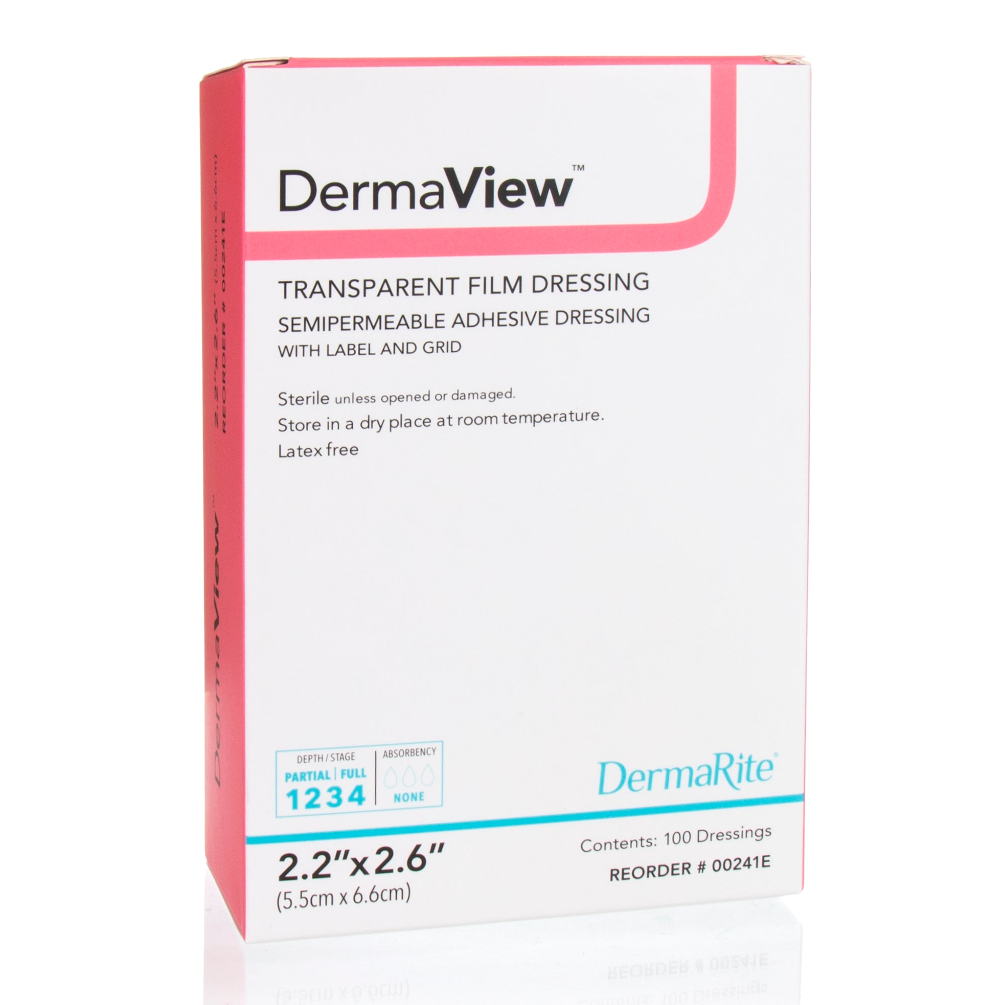 DermaView Transparent Film Dressing, 2-3/5 x 2-1/5 Inch