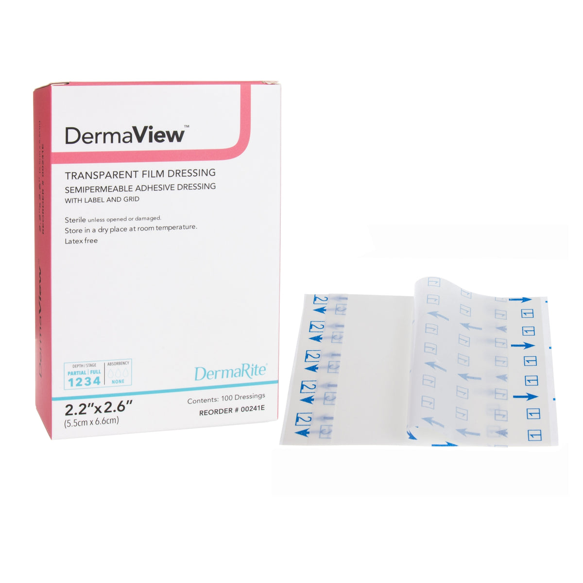 DermaView Transparent Film Dressing, 2-3/5 x 2-1/5 Inch