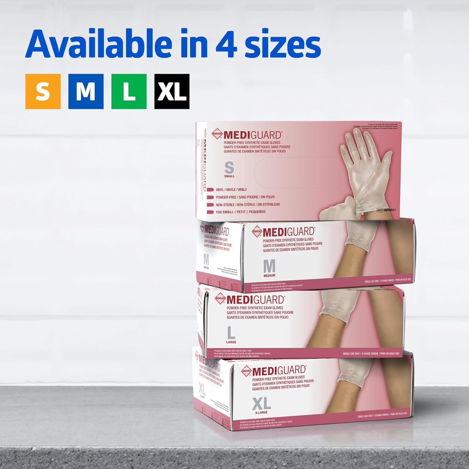 Mediguard Vinyl Synthetic Exam Gloves, Clear, Medium, 150Count