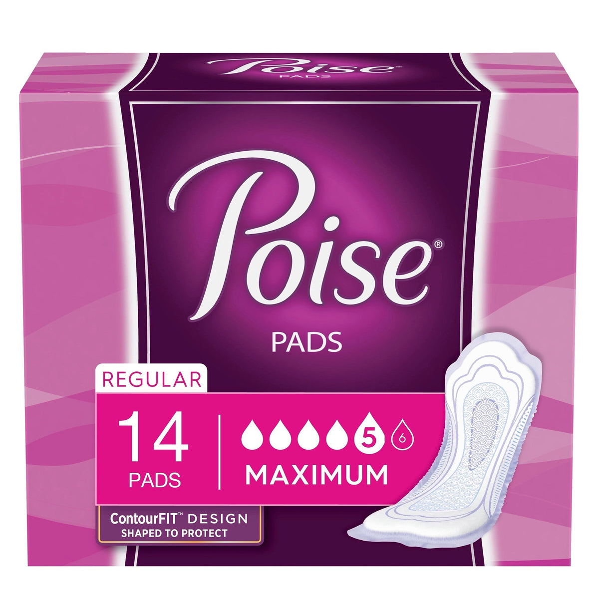 Poise Bladder Control Pads, Disposable, Heavy Absorbency, Regular Length, 3" x 11", Adult Female, Absorb-Loc Core