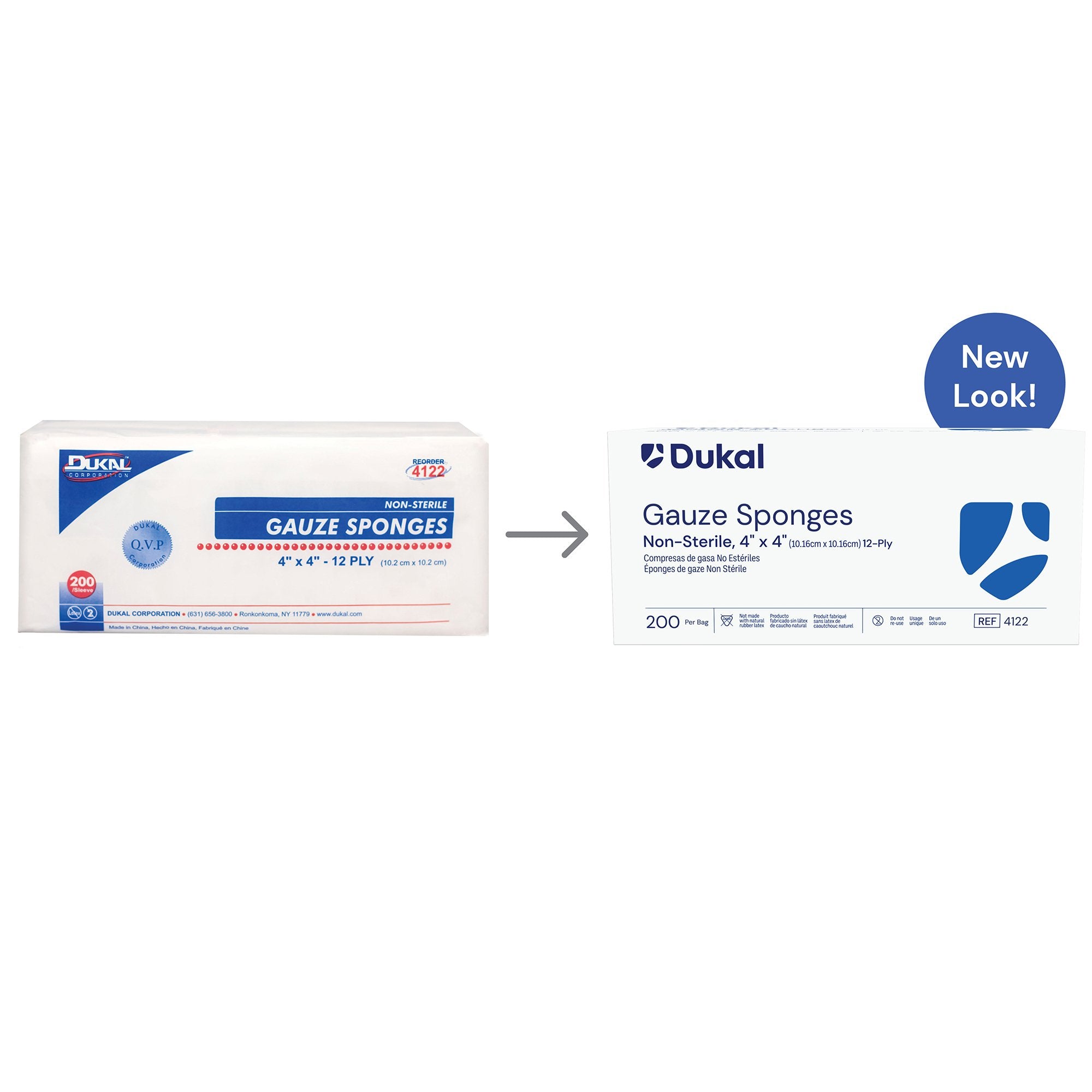 Dukal NonSterile Gauze Sponge, 4 x 4 Inch