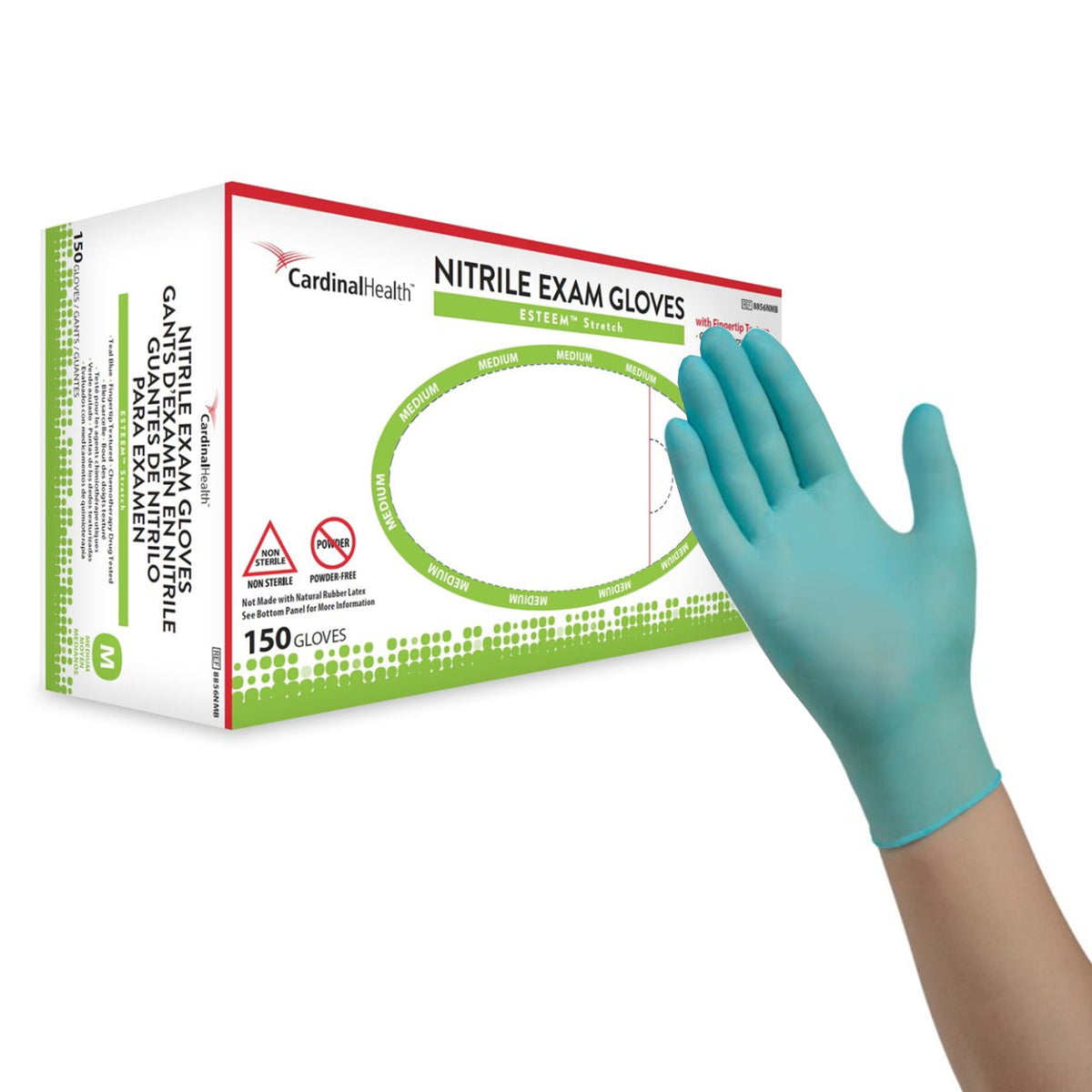 Esteem Stretch Nitrile Exam Glove, Medium, Teal