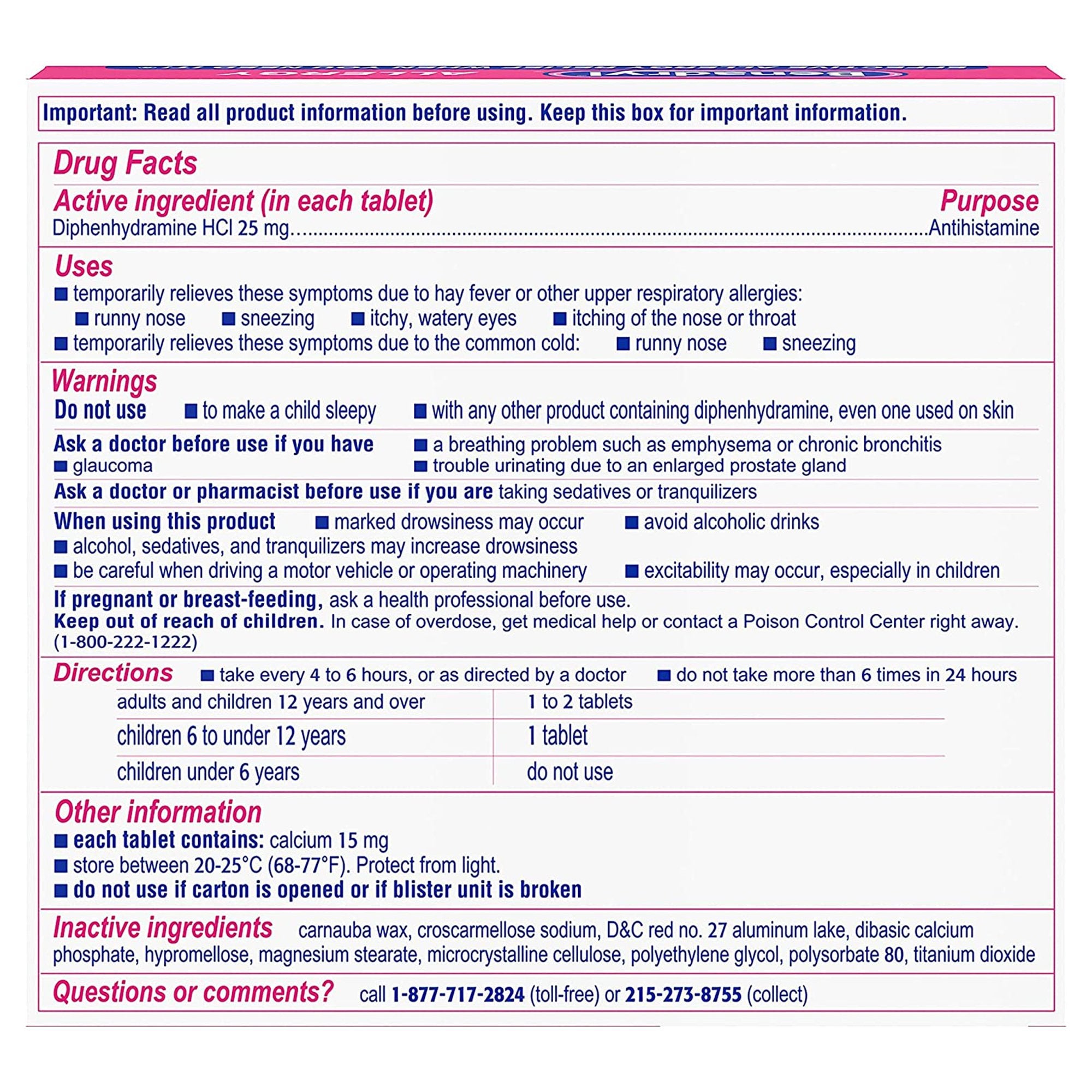 Benadryl® Allergy Ultratabs® Diphenhydramine Allergy Relief