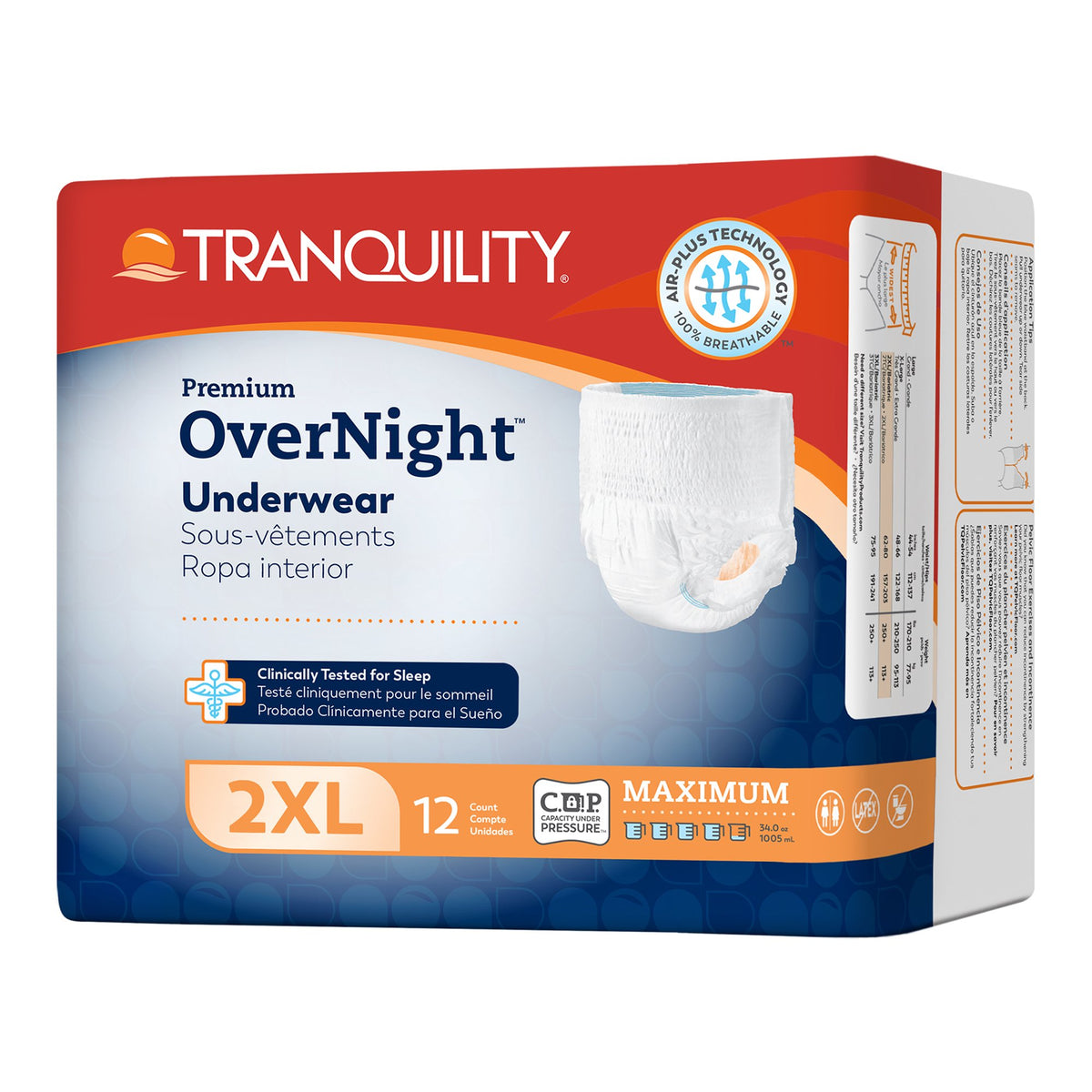 Tranquility® Premium OverNight Absorbent Underwear, Extra Extra Large
