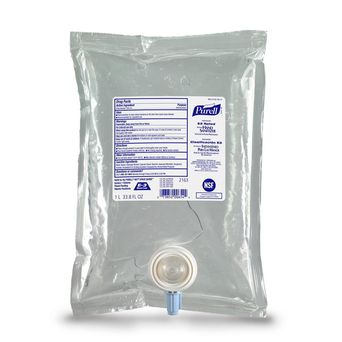 Purell Advanced Hand Sanitizer Gel, 1,000 mL, Ethyl Alcohol, Bag-in-Box