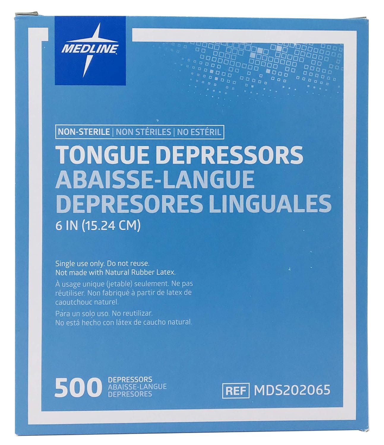 Medline MDS202065 Wood Tongue Depressor, Non-Sterile, 6" Size, Pack Of 10