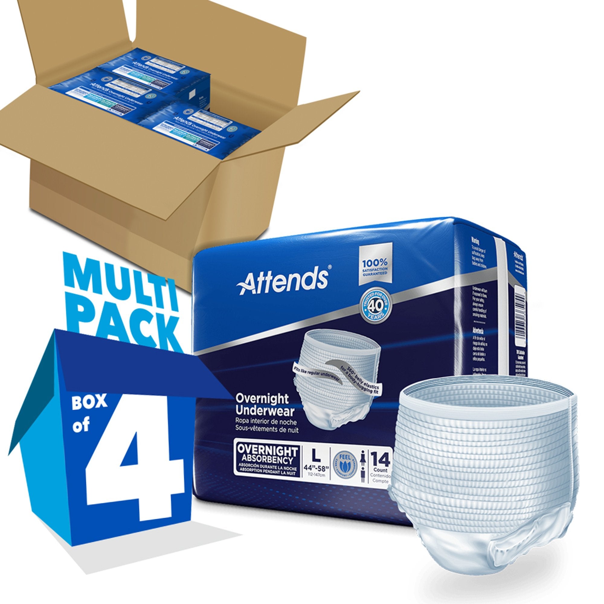 Attends® Overnight Underwear with Extended Wear Protection, Large