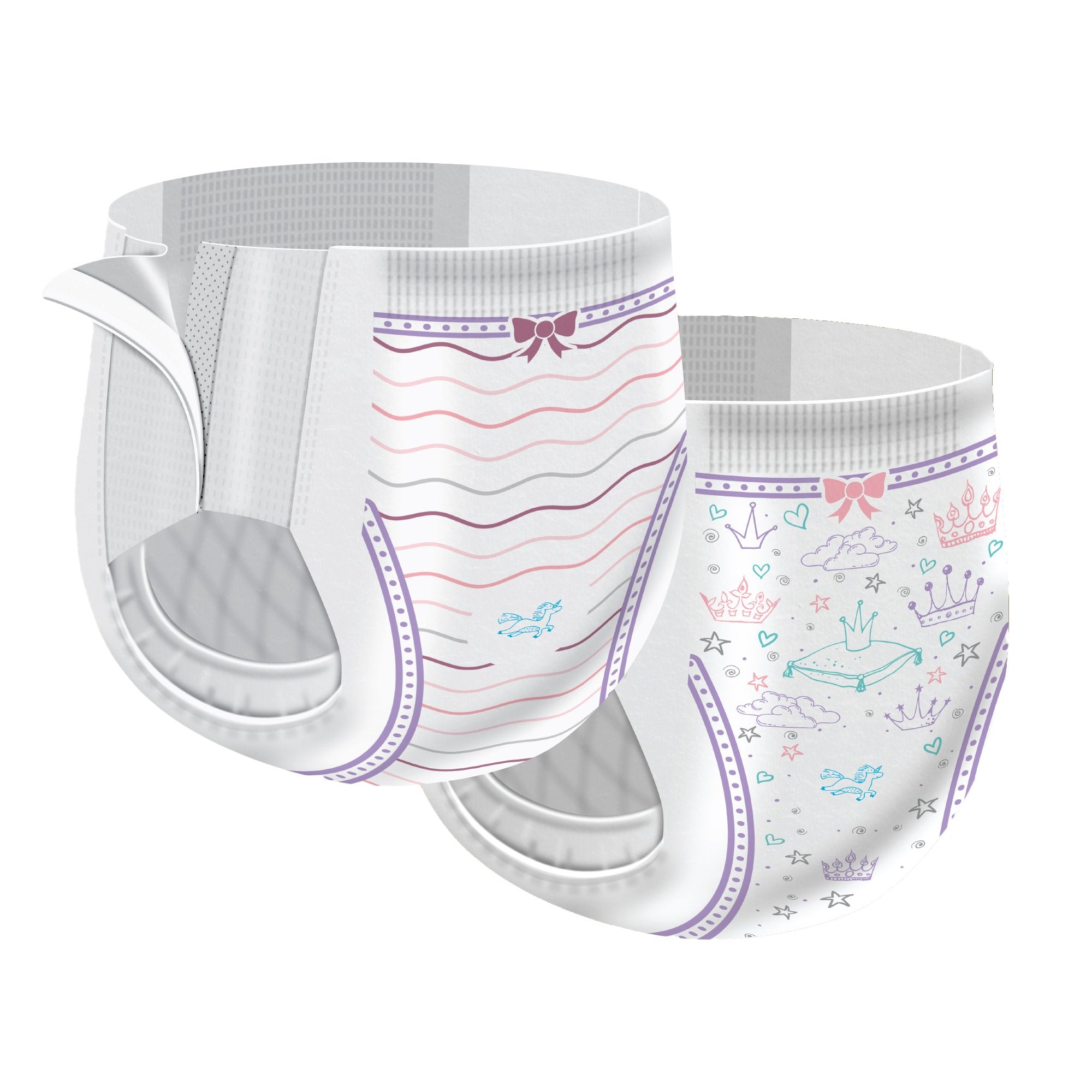Cutie Pants® Training Pants, Female, Toddler, Disposable, Heavy Absorbency, Pink Princess Print, 3T to 4T, 32 â€“ 40 lbs