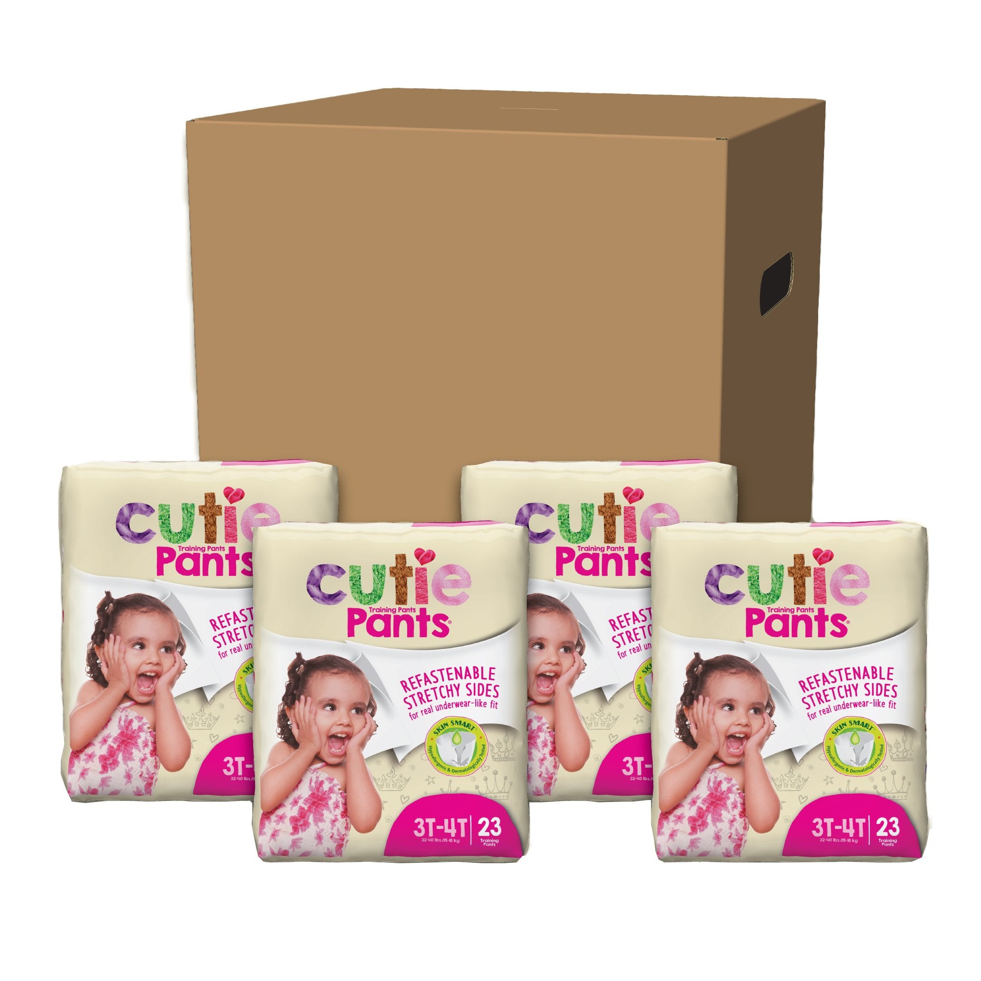 Cutie Pants® Training Pants, Female, Toddler, Disposable, Heavy Absorbency, Pink Princess Print, 3T to 4T, 32 â€“ 40 lbs