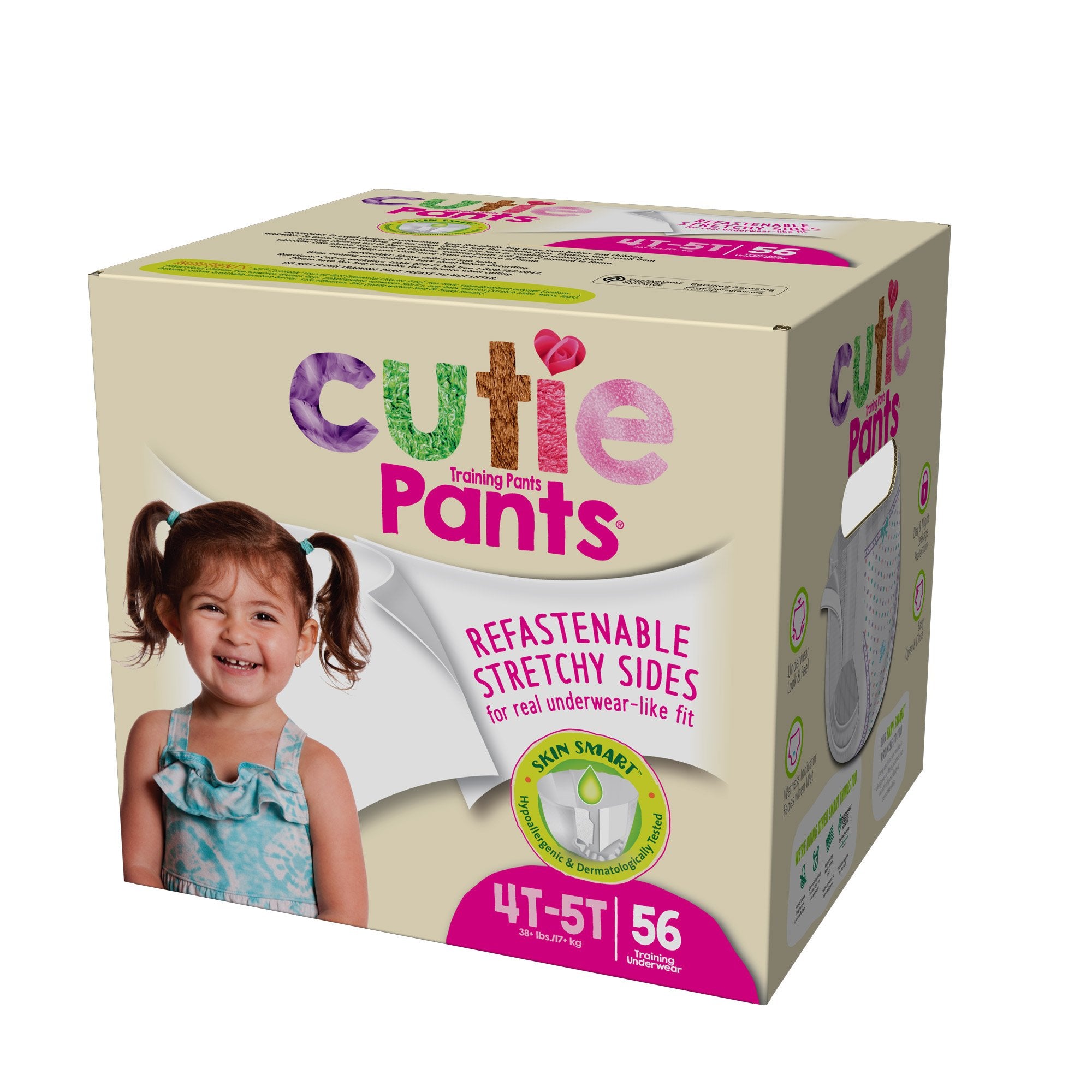 Cutie Pants® Training Pants, Female, Toddler, Disposable, Heavy Absorbency, Pink Princess Print, 4T â€“ 5T, Over 35 lbs