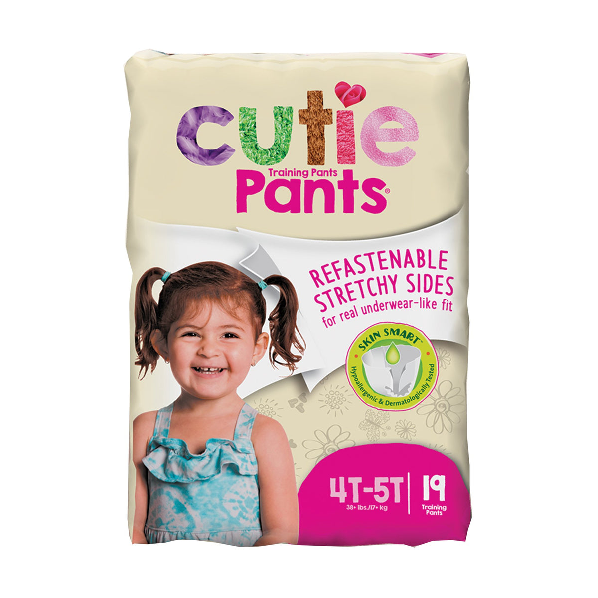 Cutie Pants® Training Pants, Female, Toddler, Disposable, Heavy Absorbency, Pink Princess Print, 4T â€“ 5T, Over 35 lbs