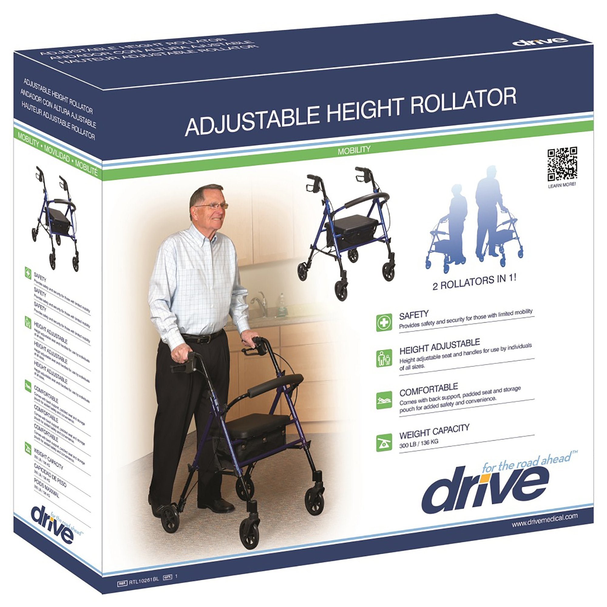 drive 4 Wheel Rollator, Blue