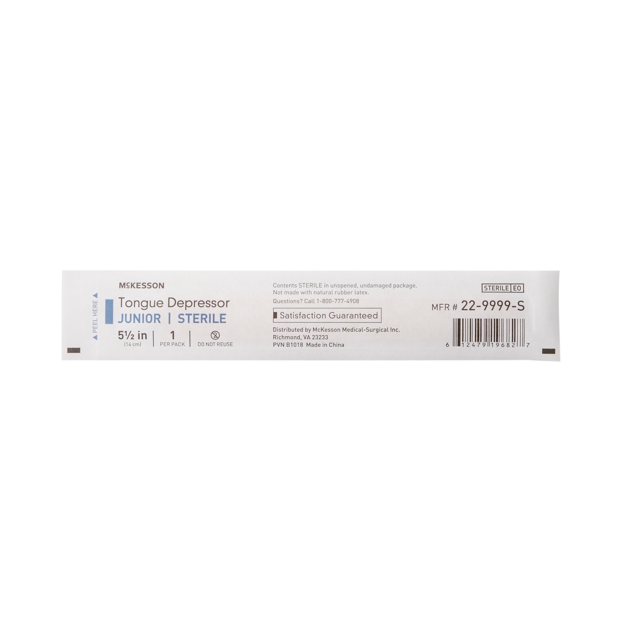 McKesson Tongue Depressors, Junior, 5.5" Length Wood, Sterile, 15.9 mm