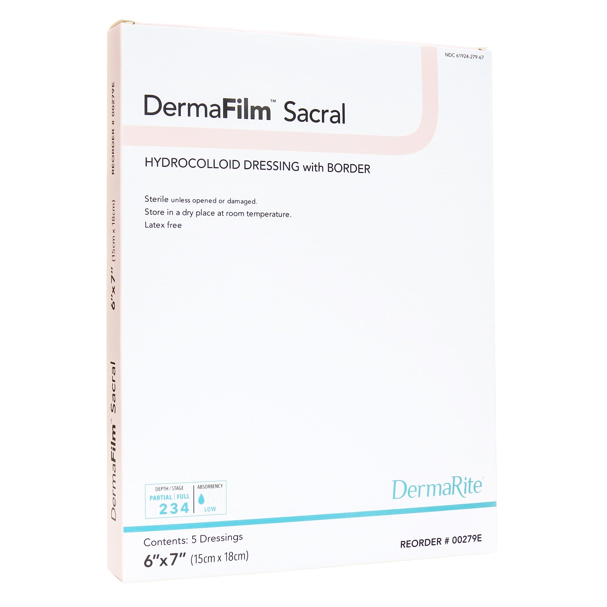 DermaFilm® Hydrocolloid Dressing, 6 x 7 Inch Sacral