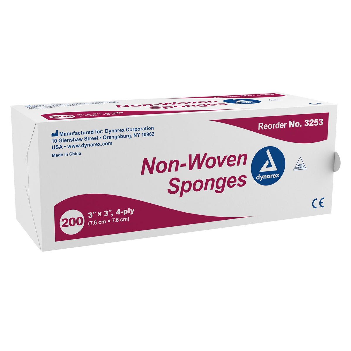 dynarex NonSterile Nonwoven Sponge, 3 x 3 Inch