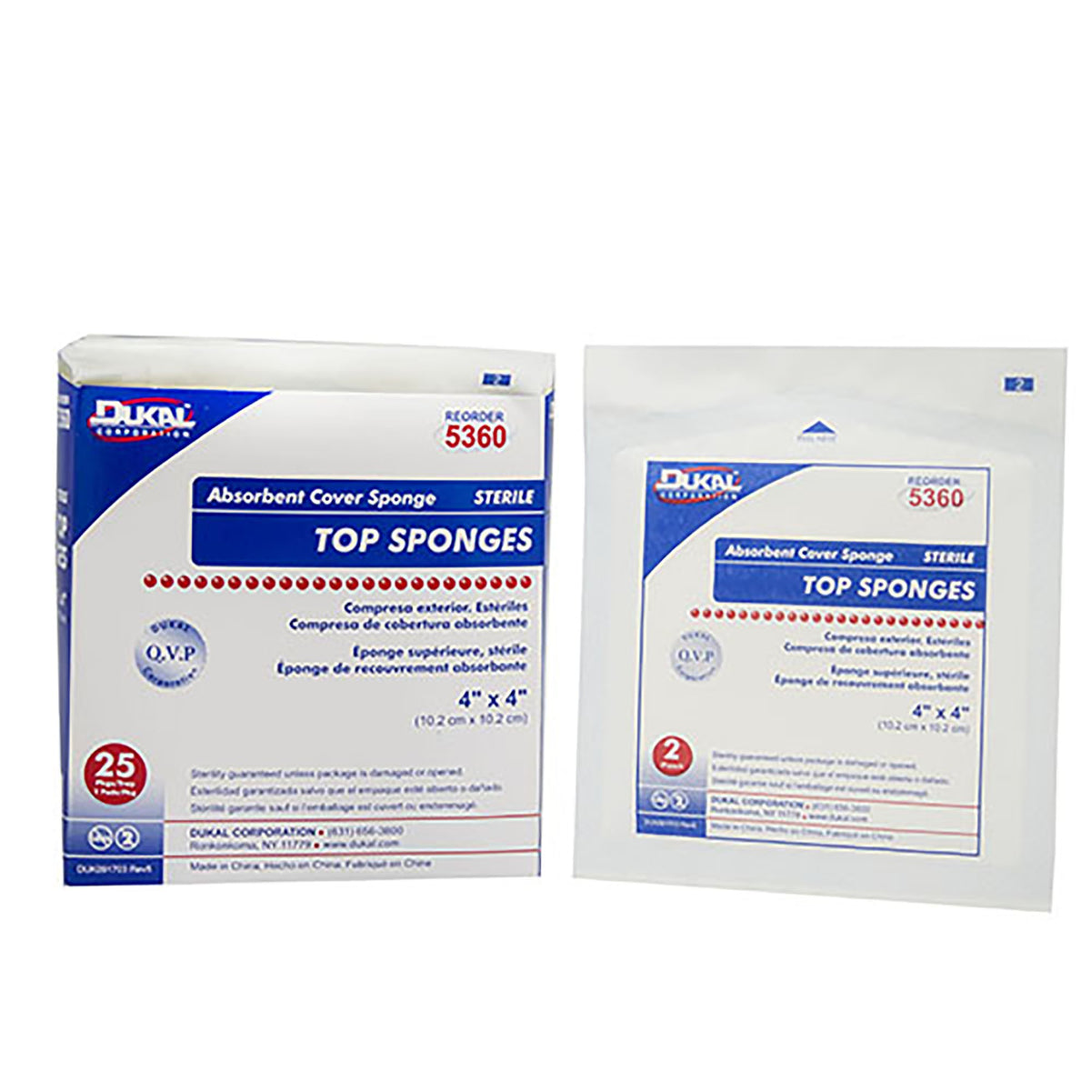Dukal Sterile Nonwoven Sponge, 4 x 4 Inch