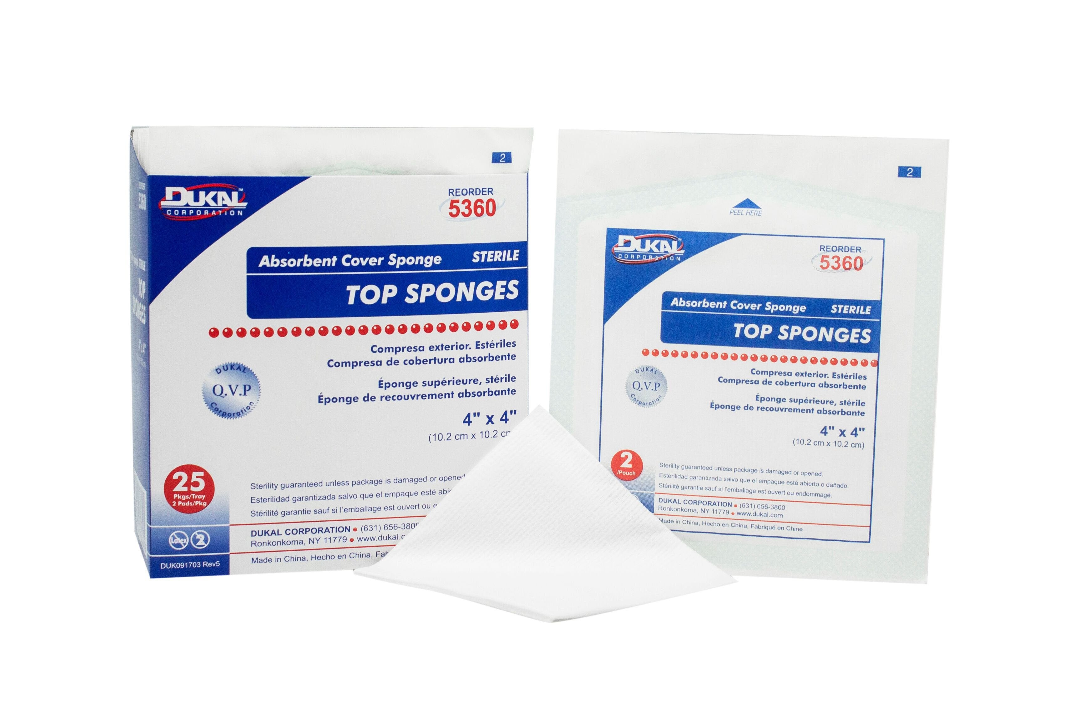 Dukal Sterile Nonwoven Sponge, 4 x 4 Inch