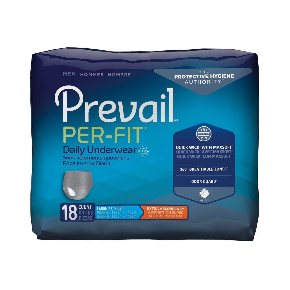 Prevail® Per-Fit® Men Adult Moderate Absorbent Underwear, Large, White
