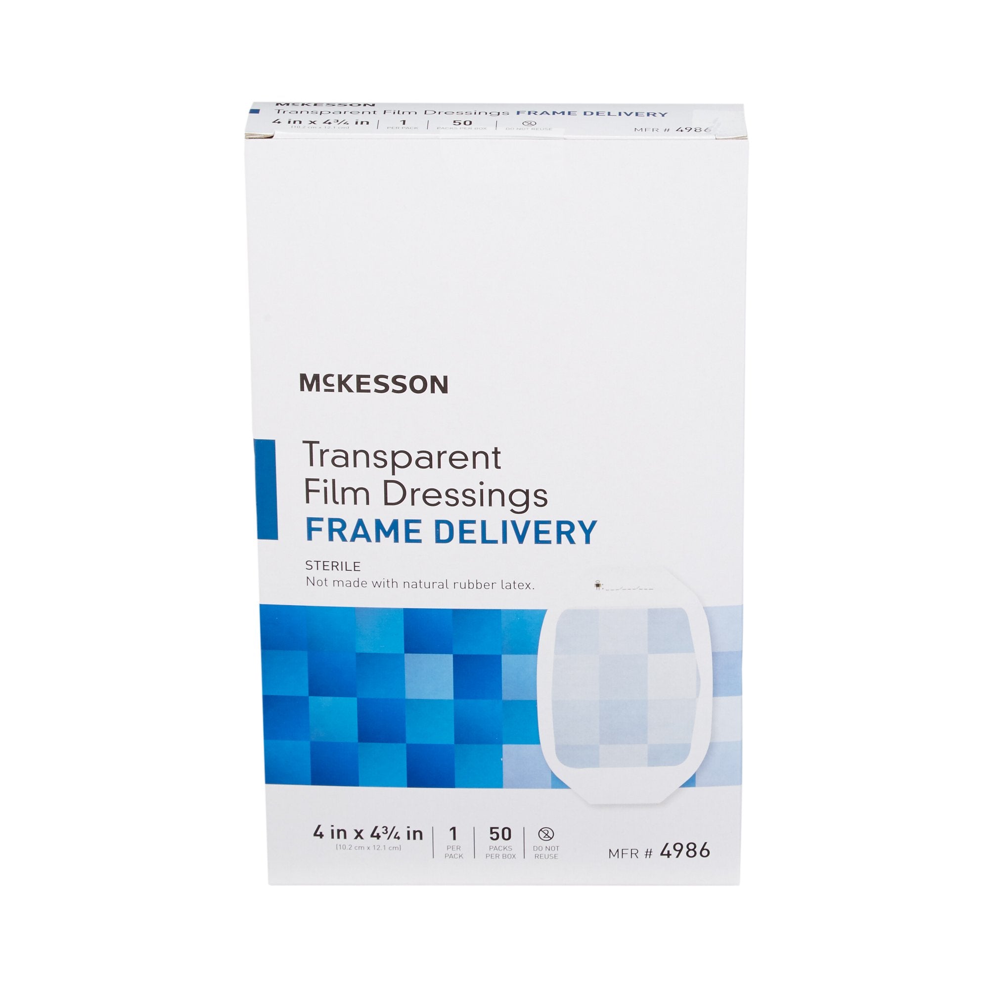 McKesson Octagonal Sterile Dressing with Frame-Style Delivery, 4 x 4-3/4 Inch, Transparent