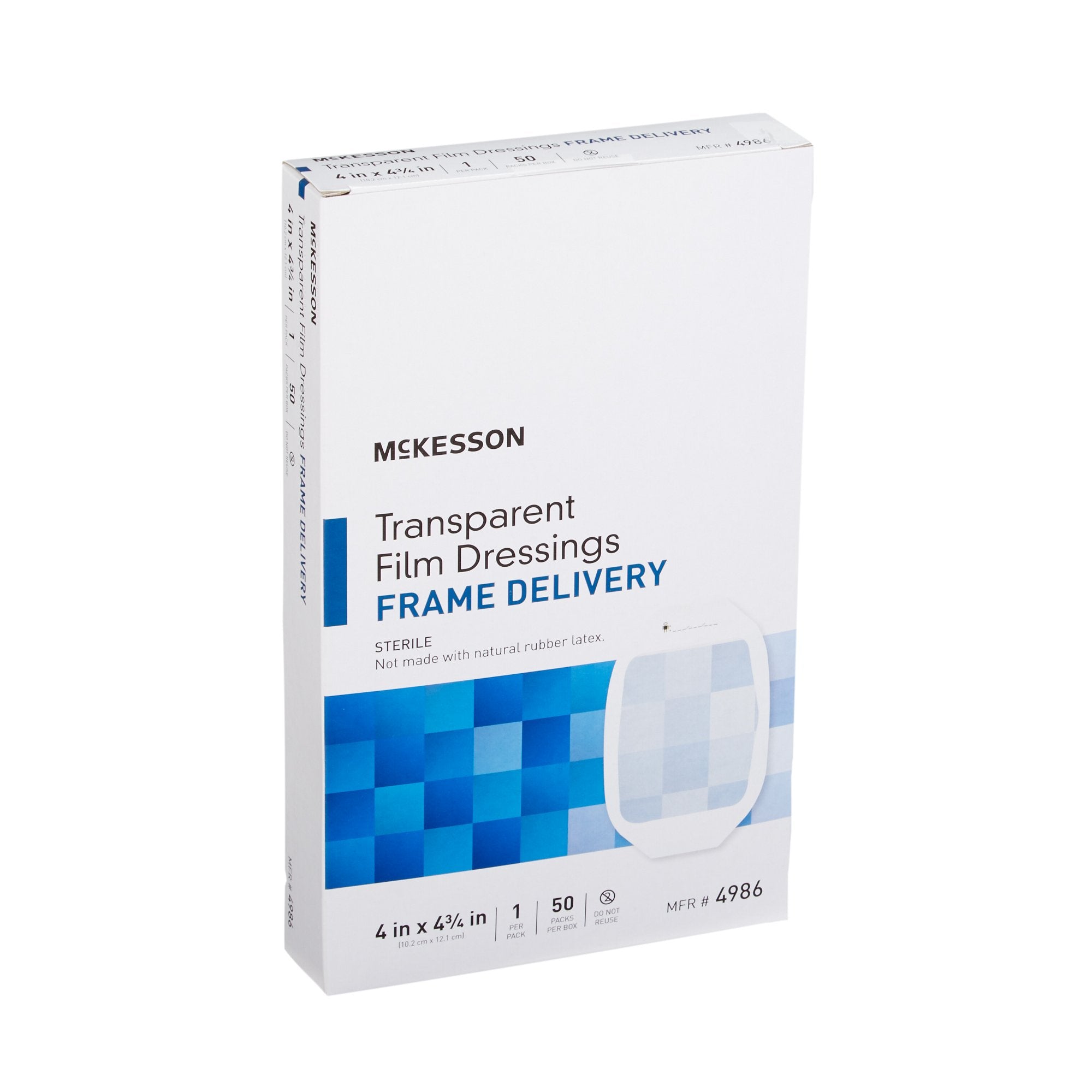 McKesson Octagonal Sterile Dressing with Frame-Style Delivery, 4 x 4-3/4 Inch, Transparent