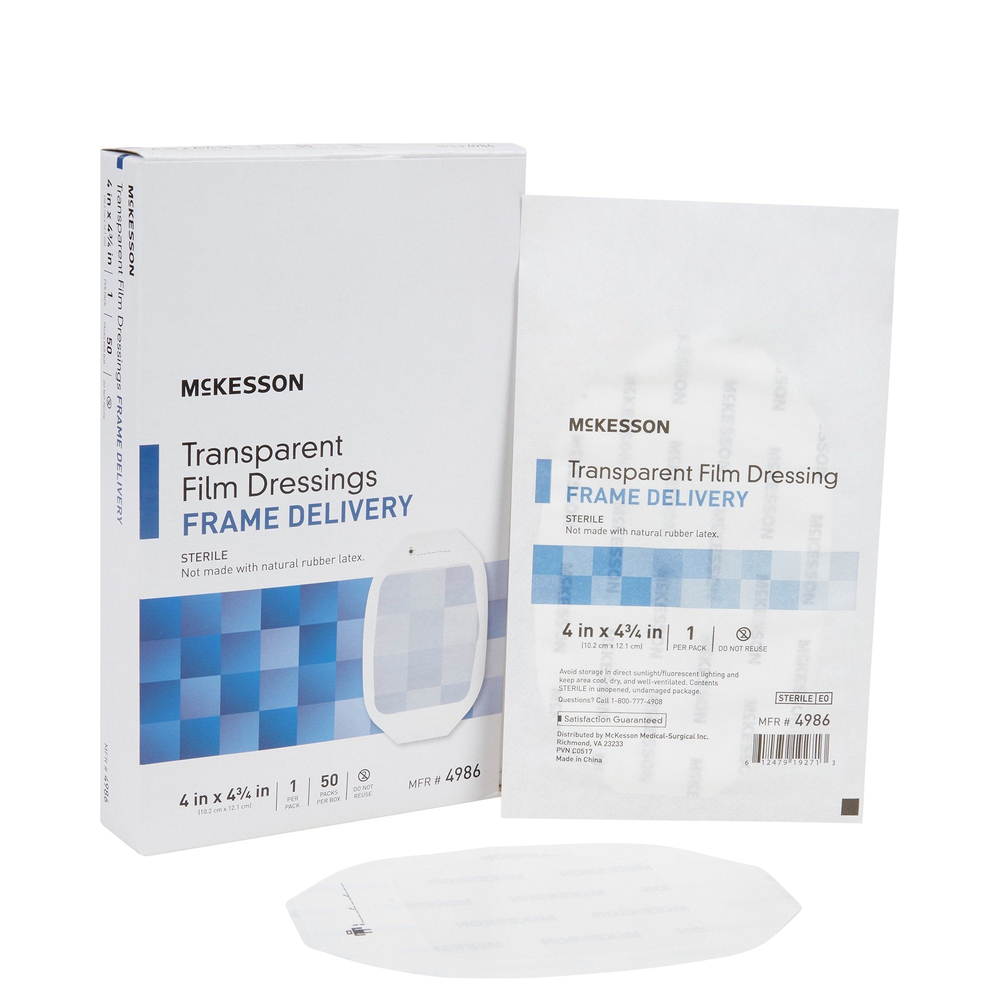 McKesson Octagonal Sterile Dressing with Frame-Style Delivery, 4 x 4-3/4 Inch, Transparent
