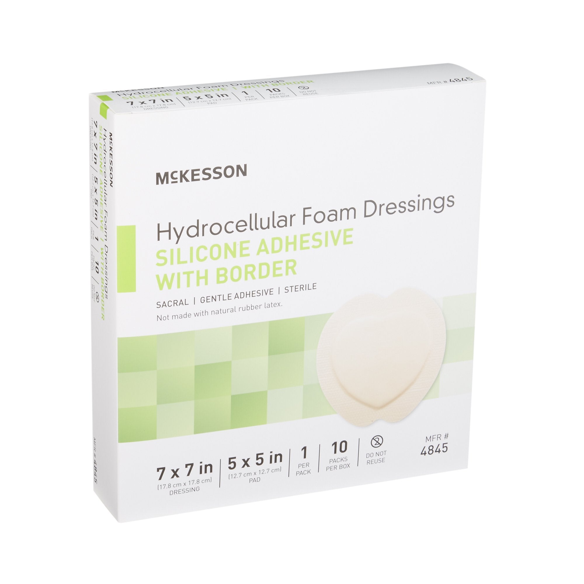 McKesson Silicone Adhesive with Border Silicone Foam Dressing, 7 x 7 Inch Sacral
