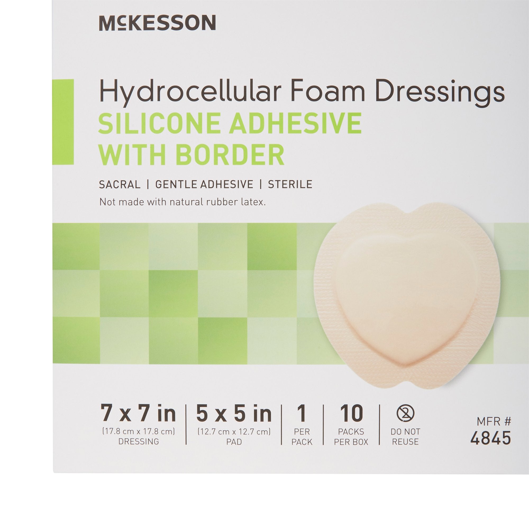 McKesson Silicone Adhesive with Border Silicone Foam Dressing, 7 x 7 Inch Sacral