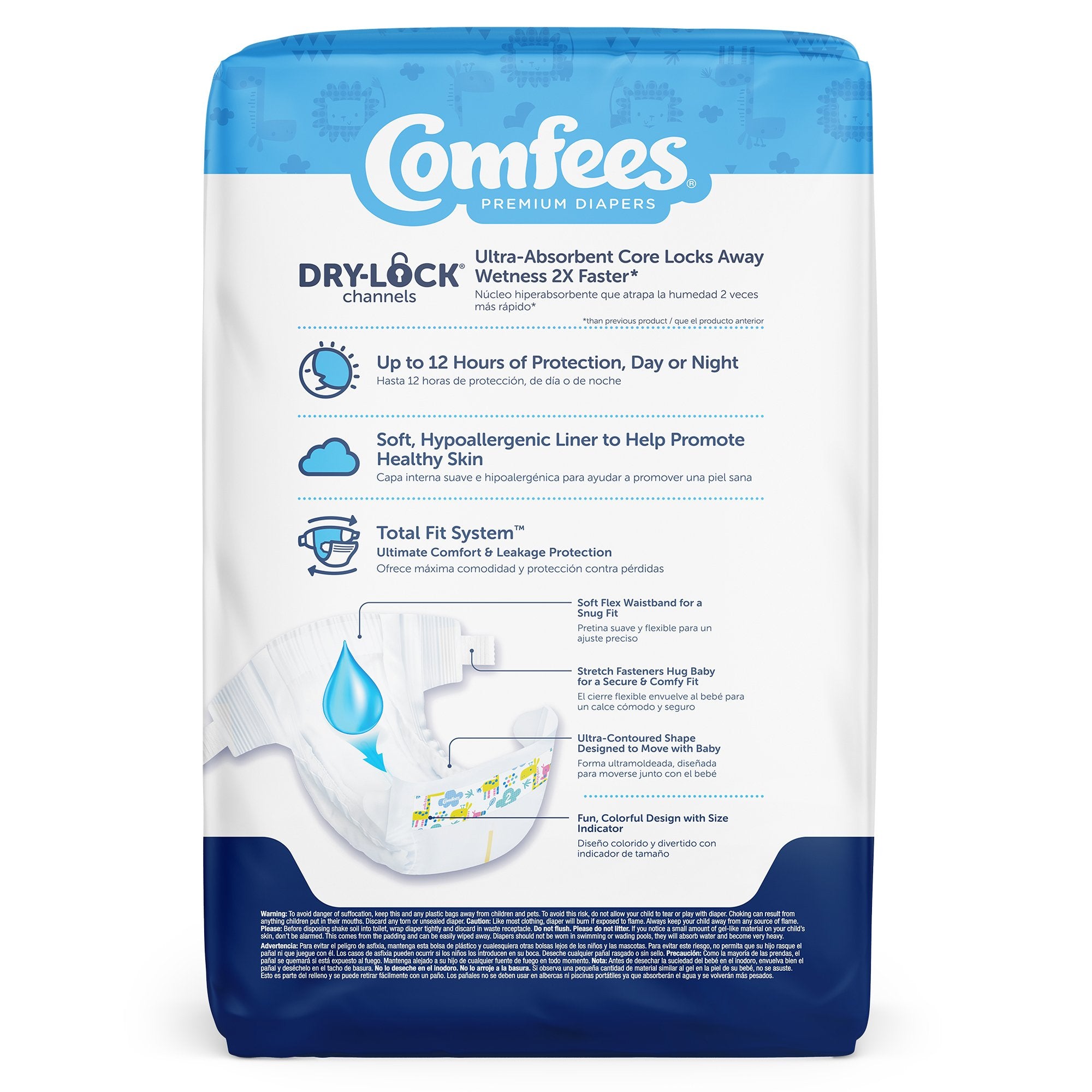 Attends Comfees Premium Baby Diapers, Unisex, Tab Closure, Size 2