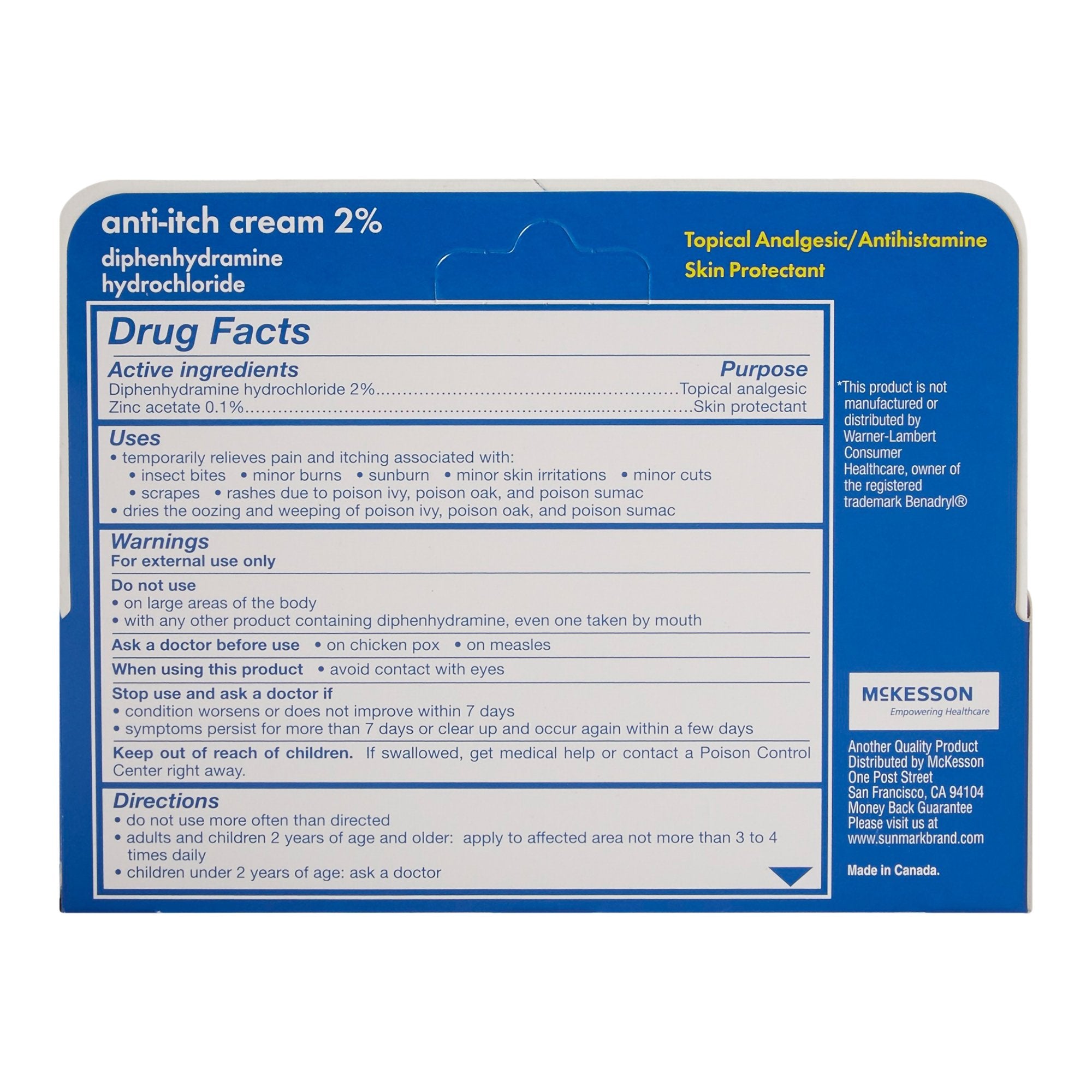 sunmark® Diphenhydramine / Zinc Acetate Itch Relief, 1 oz. Tube