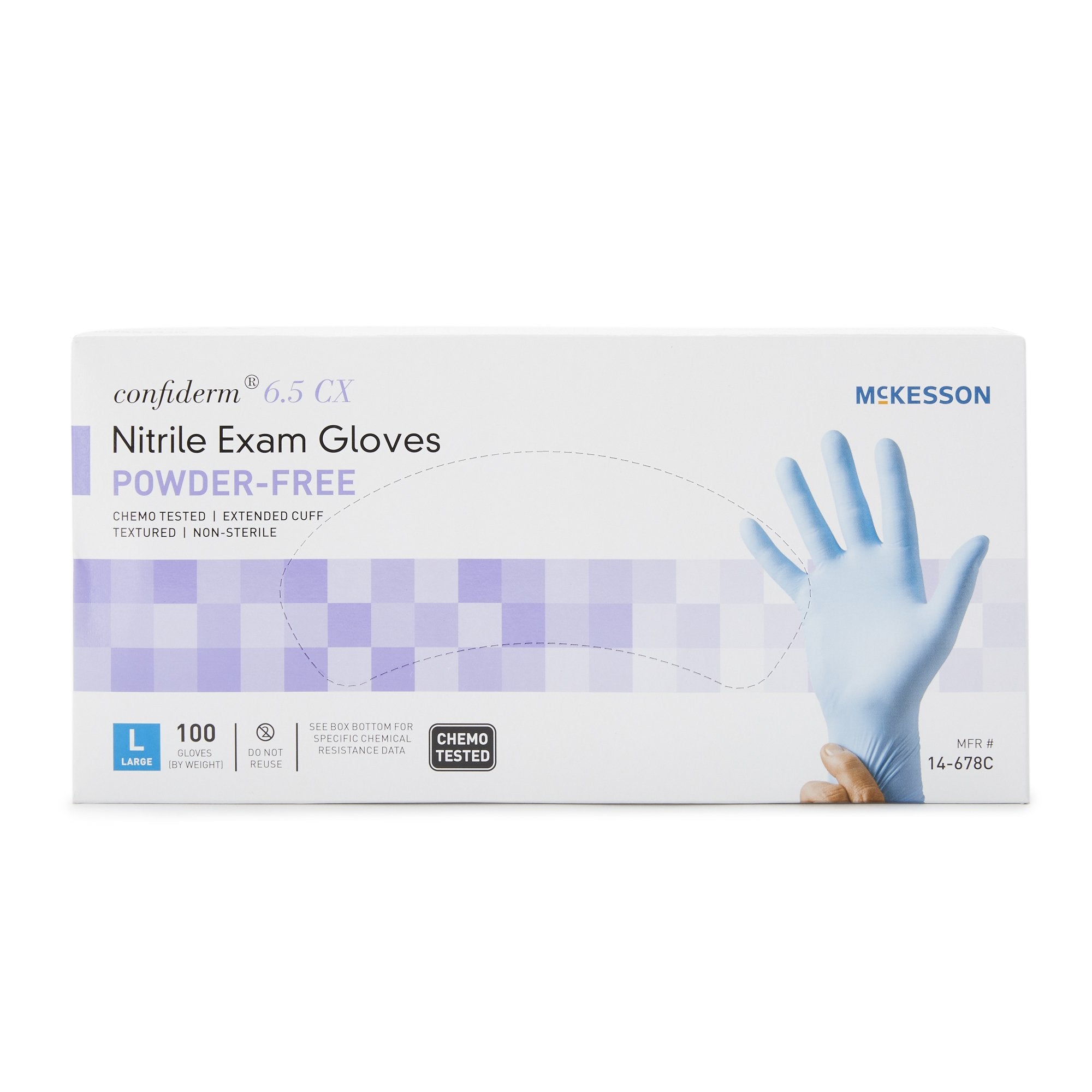 McKesson Confiderm® 6.5CX Nitrile Extended Cuff Length Exam Glove, Large, Blue