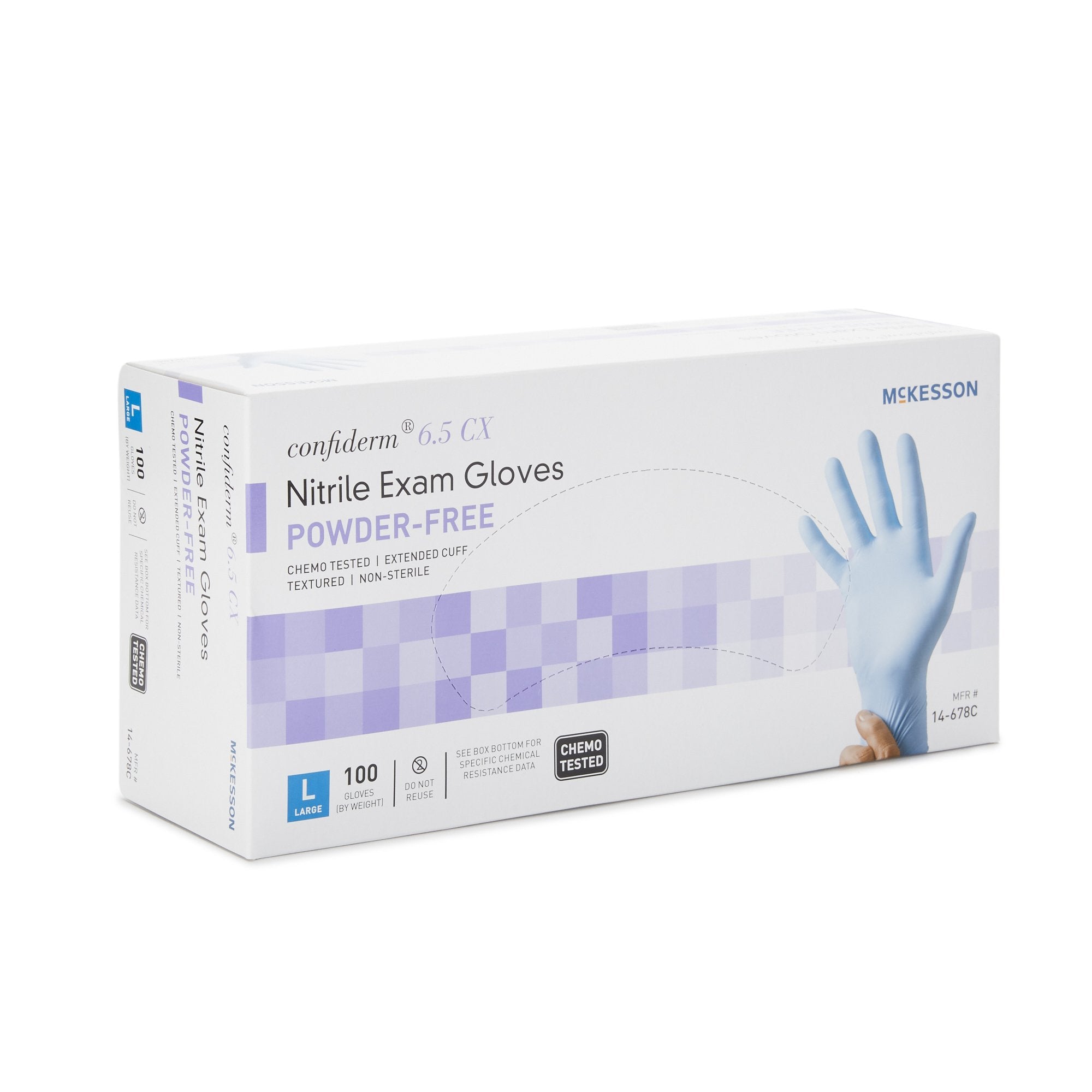 McKesson Confiderm® 6.5CX Nitrile Extended Cuff Length Exam Glove, Large, Blue