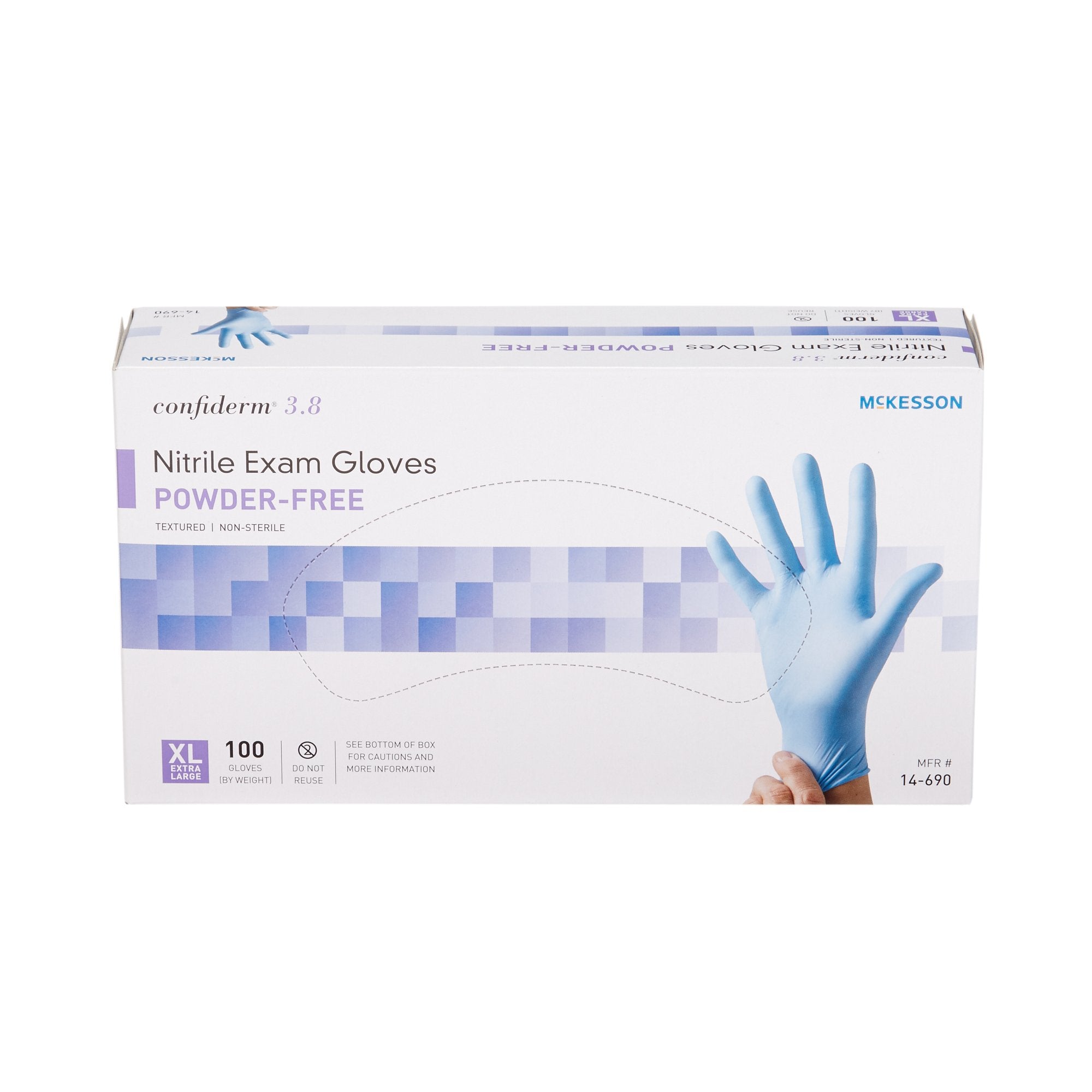 McKesson Confiderm® 3.8 Nitrile Exam Glove, Extra Large, Blue