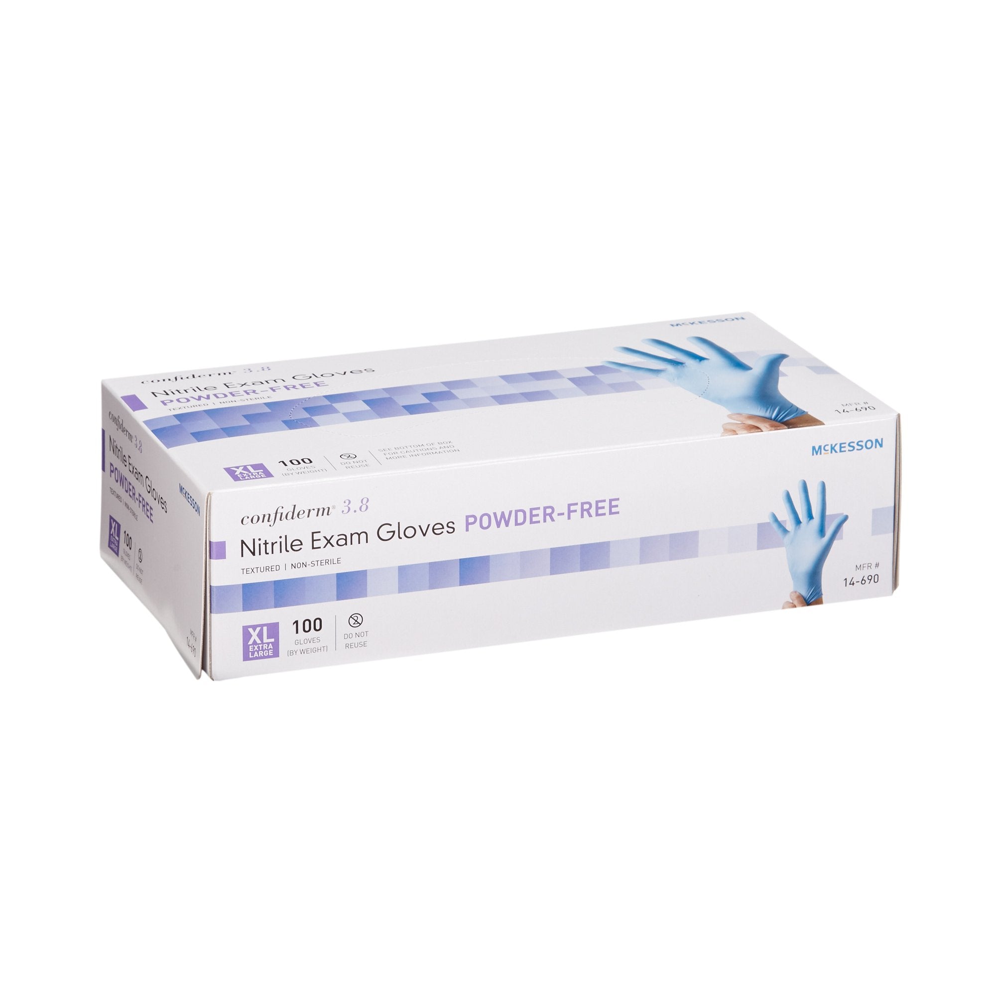 McKesson Confiderm® 3.8 Nitrile Exam Glove, Extra Large, Blue